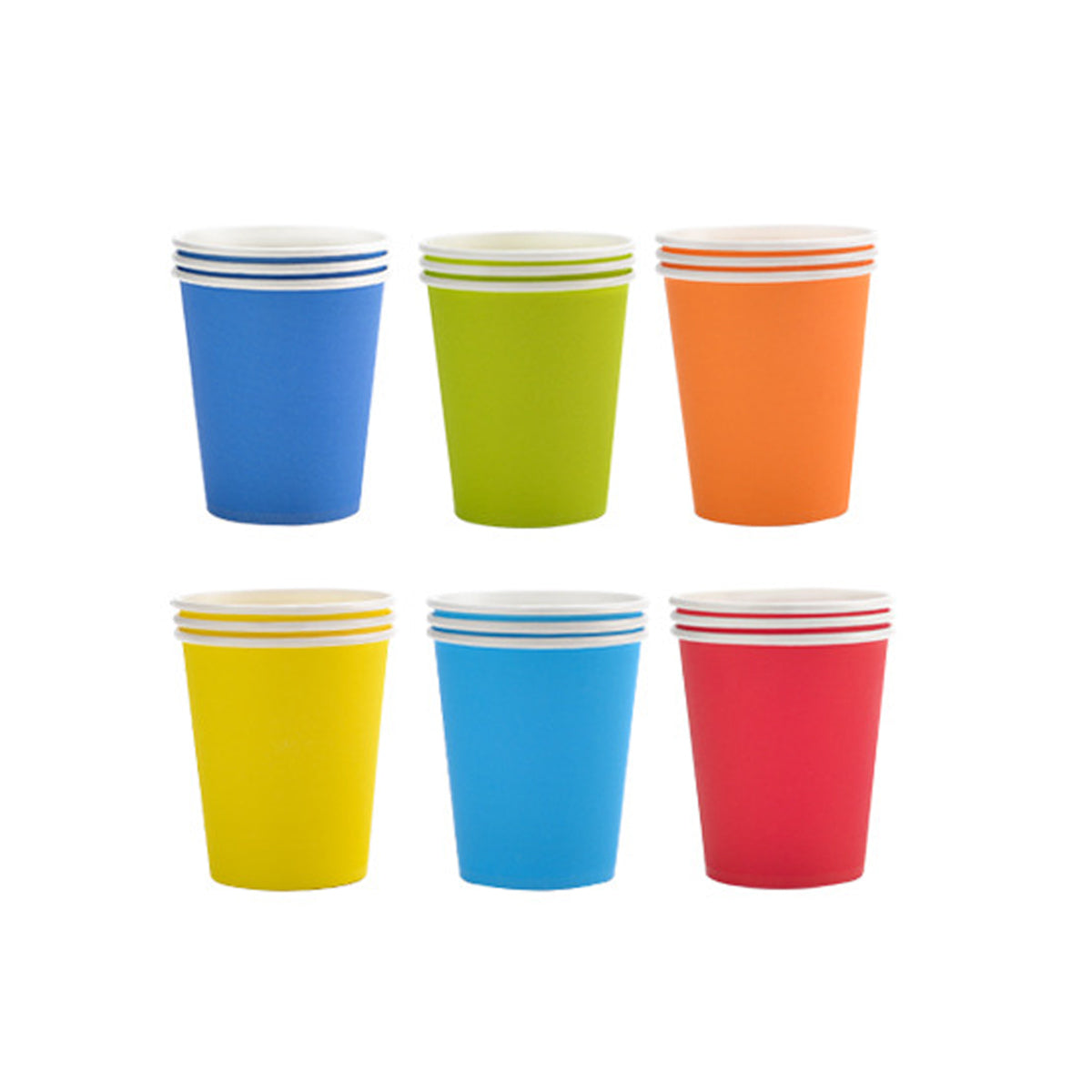 300PCS 6 Colours Disposable Paper Cups Food-Grade Hot and Cold
