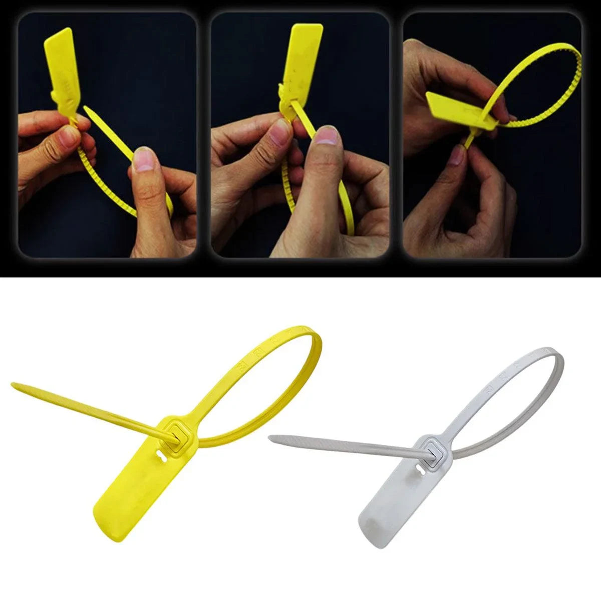 Secure your luggage, cargo, and storage with these durable plastic security seals. Featuring a tamper-evident metal clasp and adjustable fit for reliable protection.