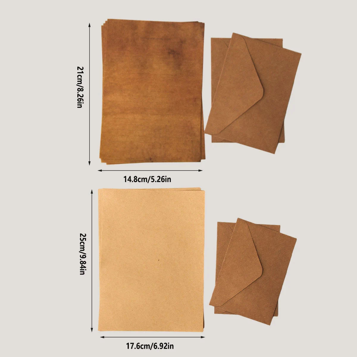 Cowhide Letter Paper Envelope Stationery Writing 5Set