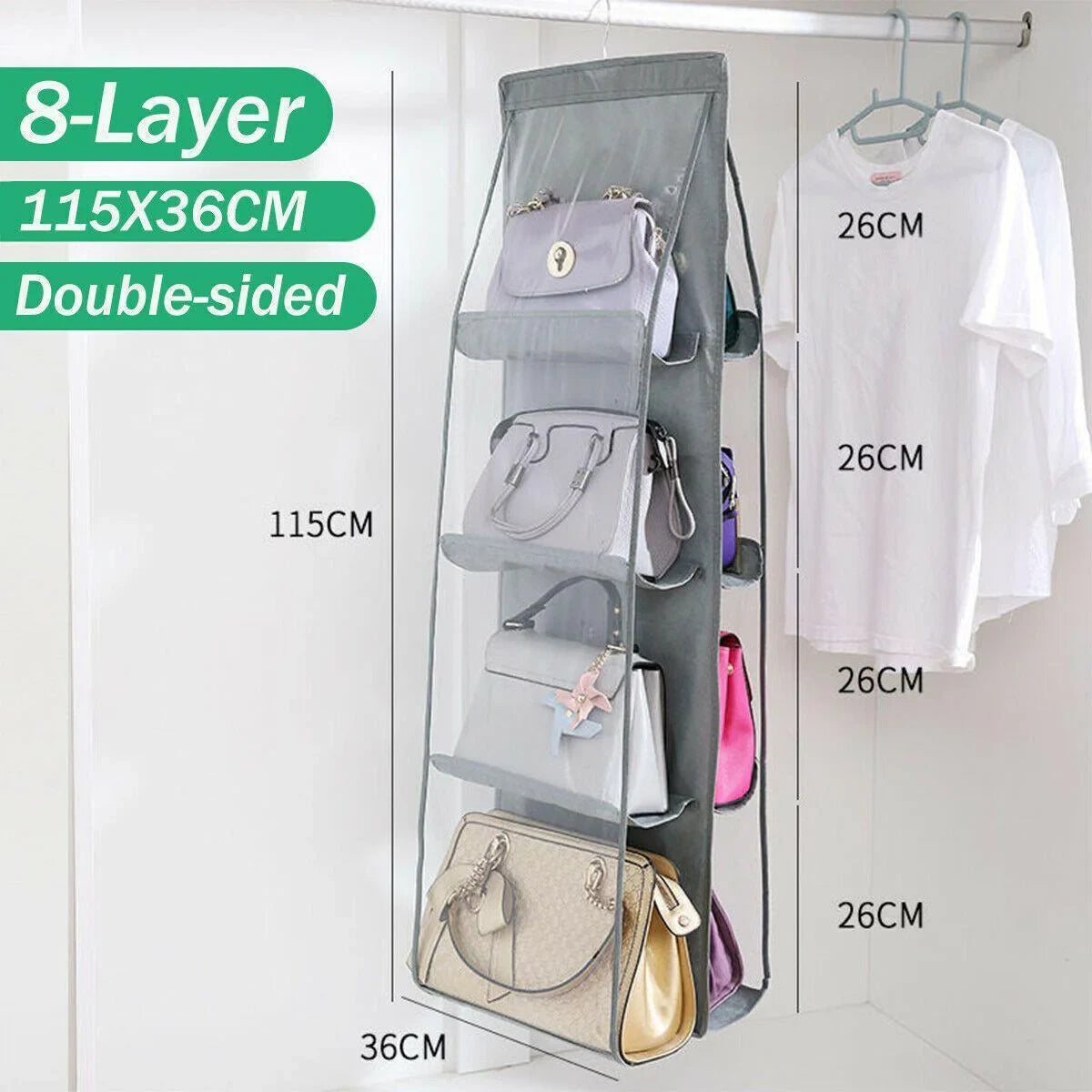 8 Pockets Double-sided Handbag Organizer 1PC 2Colours - Discount Packaging Warehouse