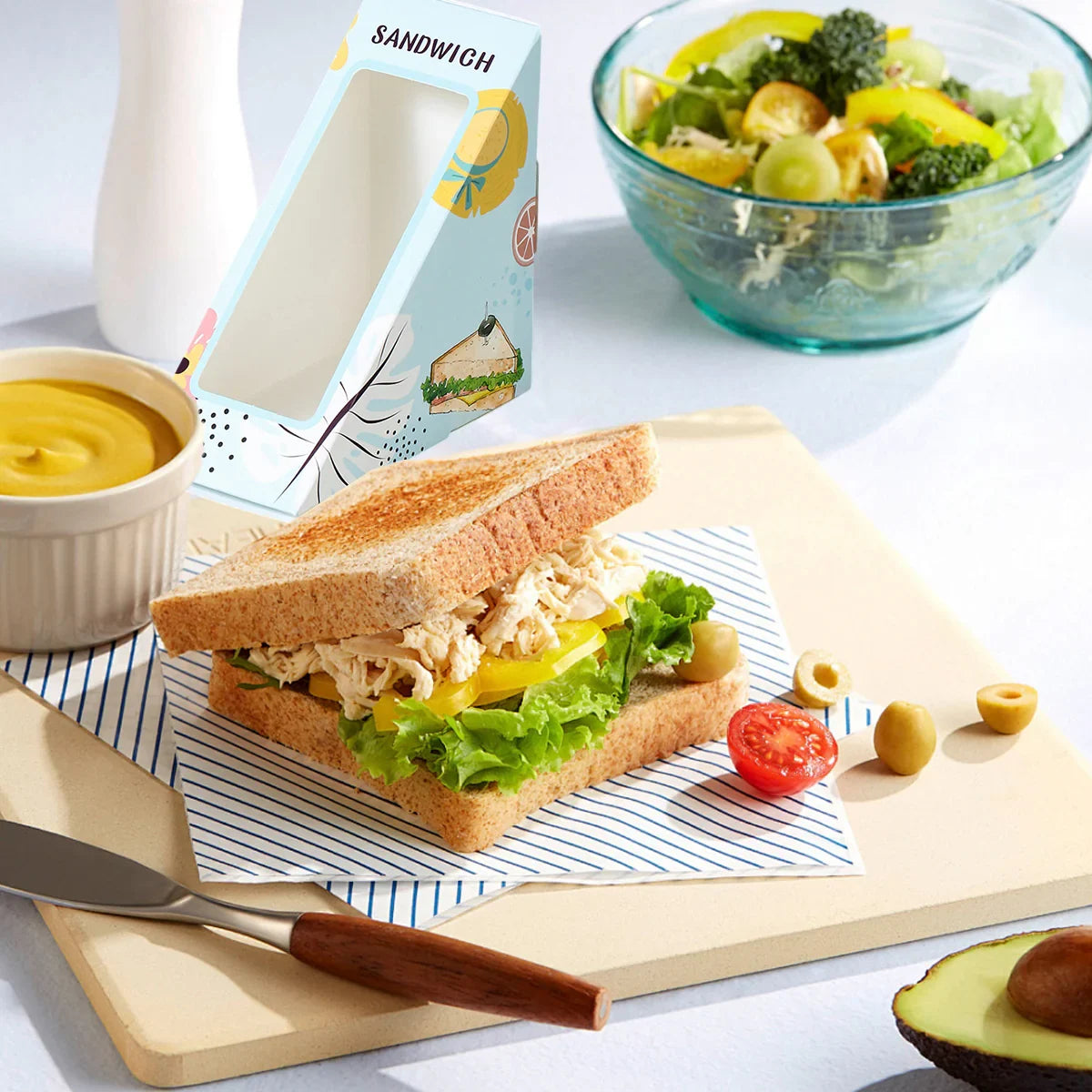 Triangle Sandwich Boxes Kraft Packing 100PCS