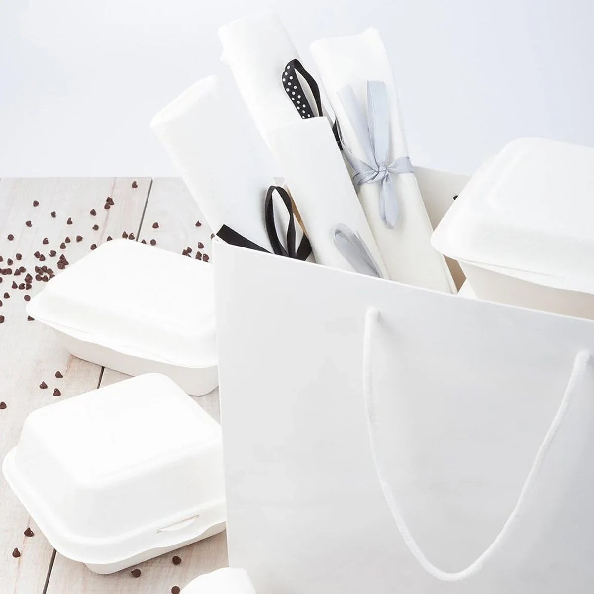 50pcs Kraft Paper Gift Bags Blank Custom Handbags