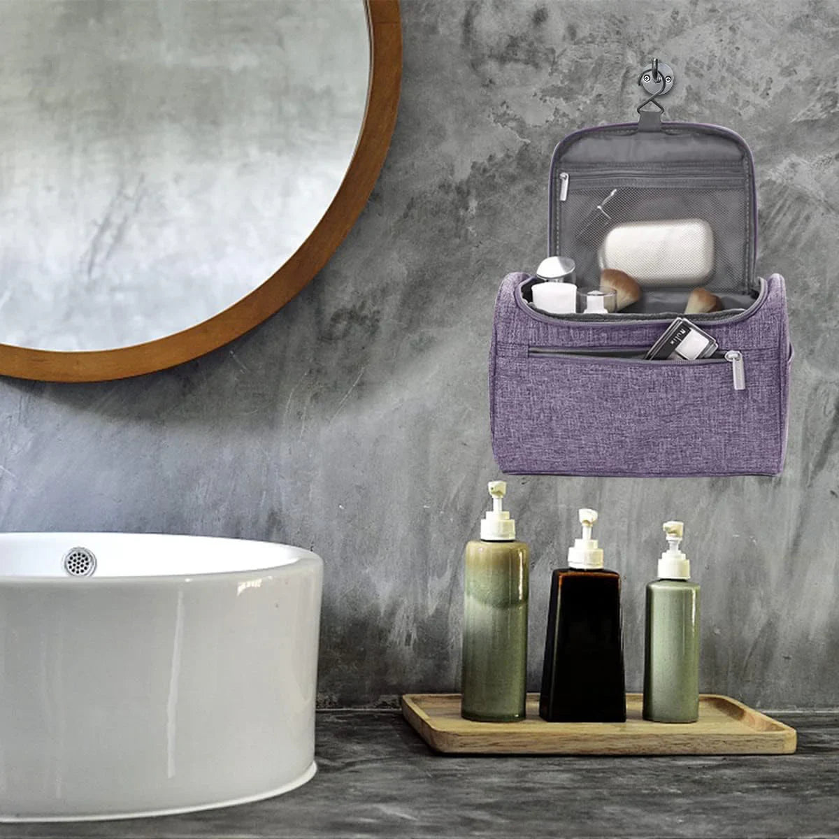 Travel Size Zipper Closure Toiletry Bag 1pc