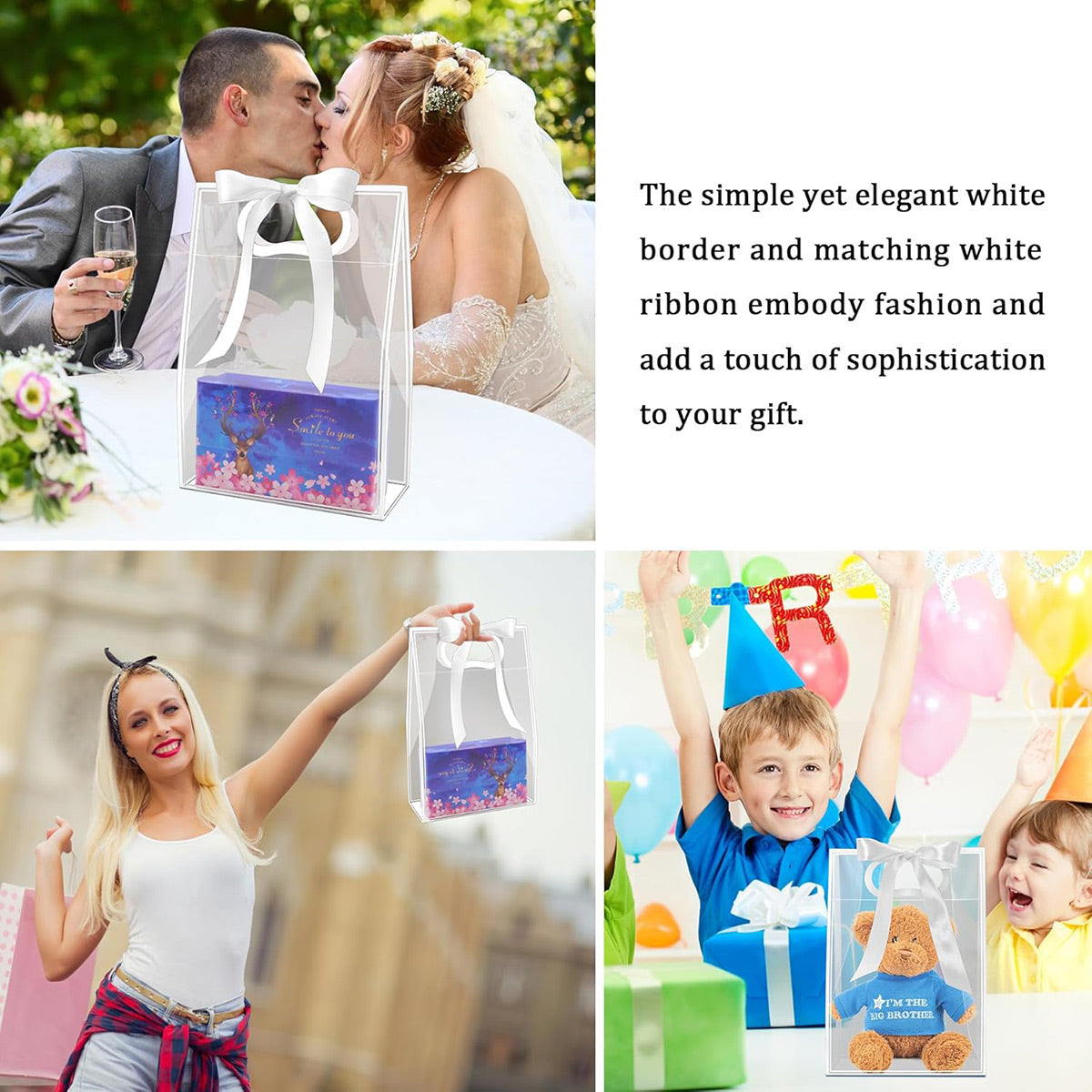 20PCS Clear PP Plastic Gift Bags with Handles for Party Favors