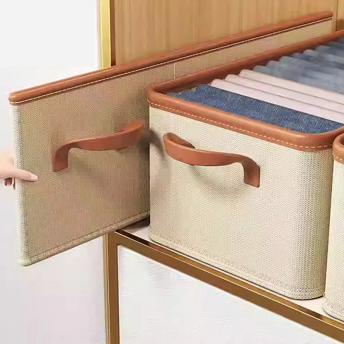 3pcs Folding Storage Boxes Clothes Organizer for Closet
