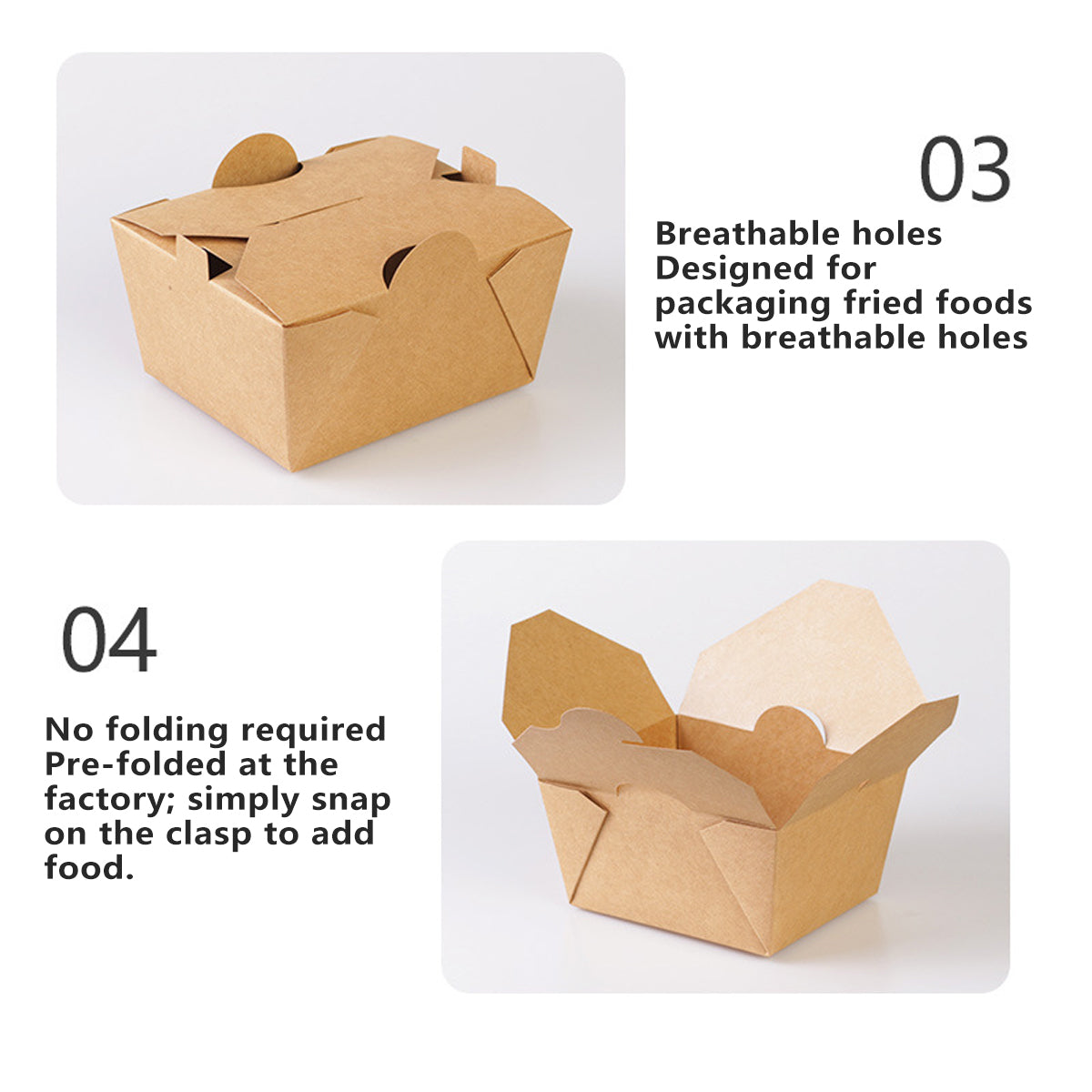 Disposable Kraft Paper Food Boxes With Lid Fried Chicken Fast Food