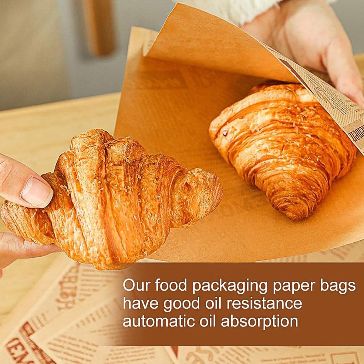 Disposable Kraft Paper Hamburger Pouch 50PCS