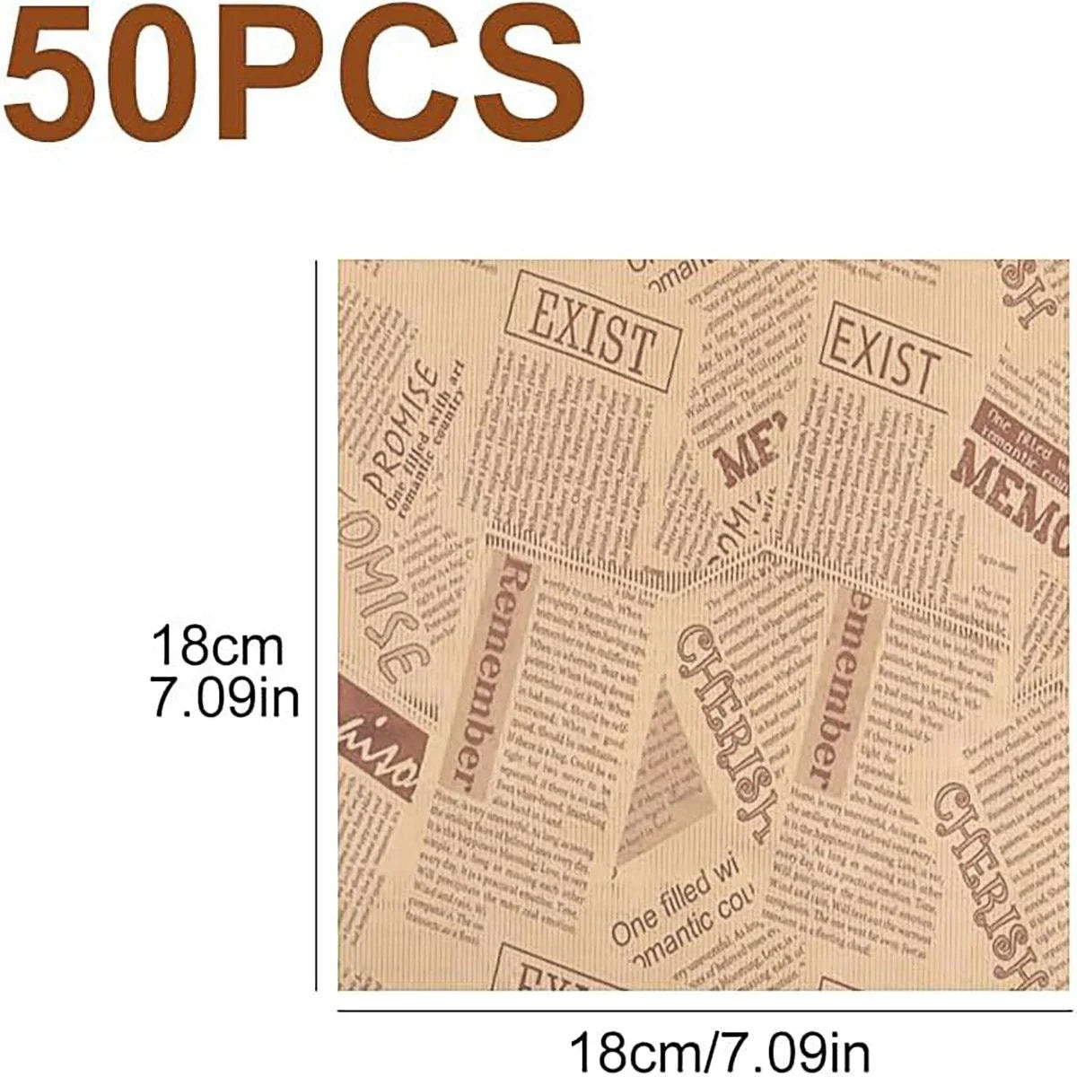 Disposable Kraft Paper Hamburger Pouch 50PCS