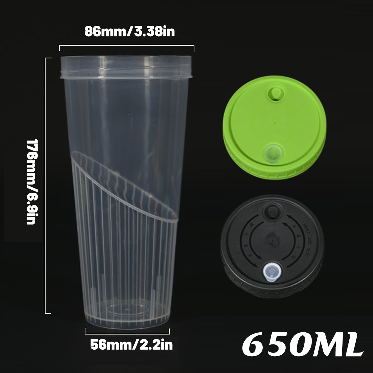 100 Sets 650ml Transparent Drinking Cups with Lids Party Use
