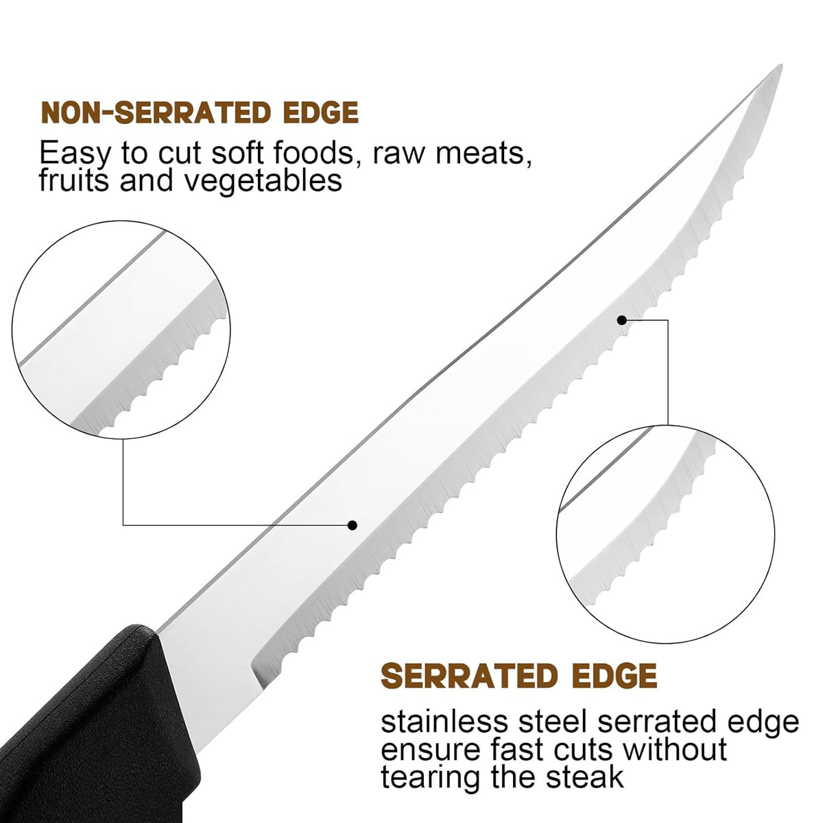 Stainless Steel Steak Knives Set 6PCS PP Handle