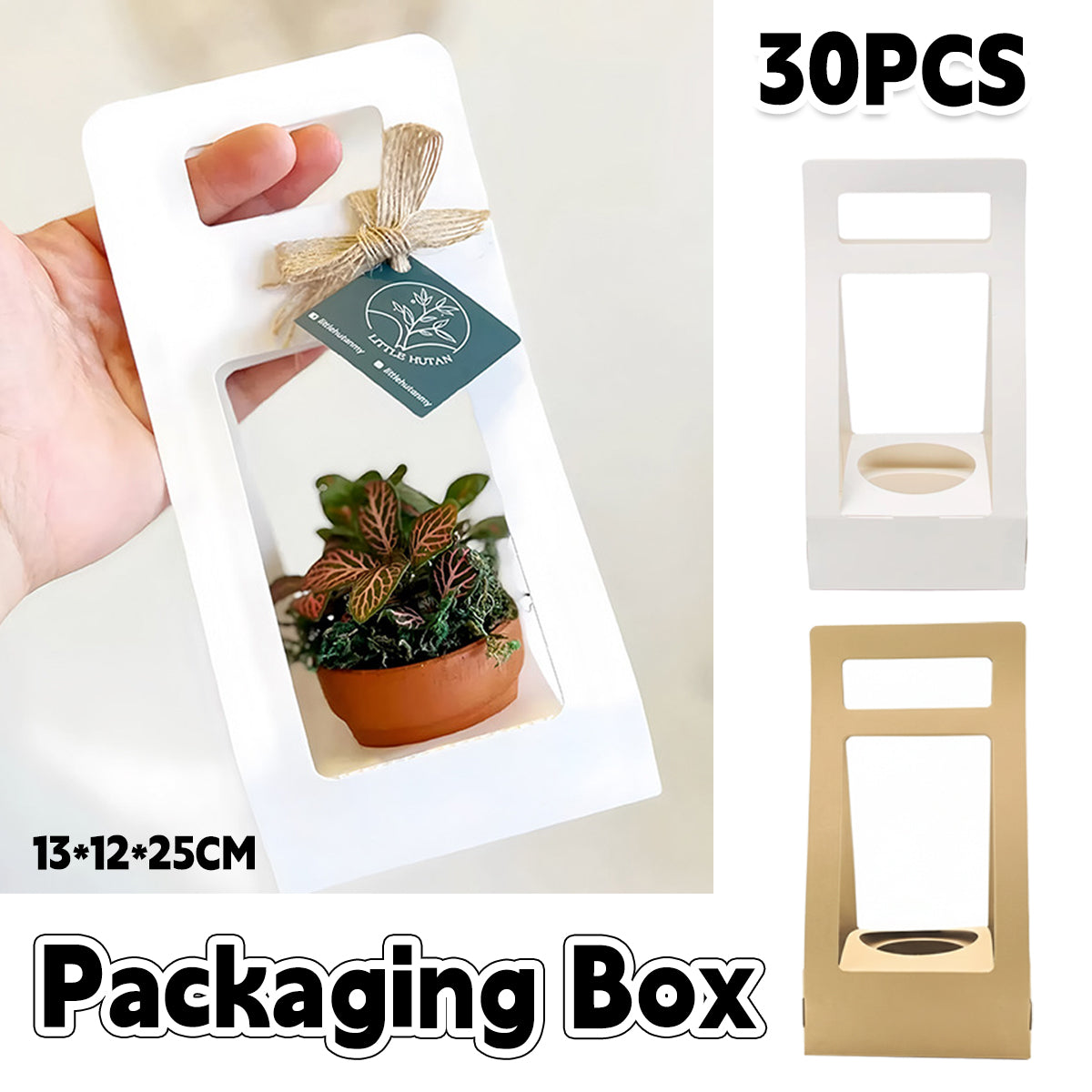 30PCS Kraft Paper Flower Gift Boxes with Handle for Wedding Favors