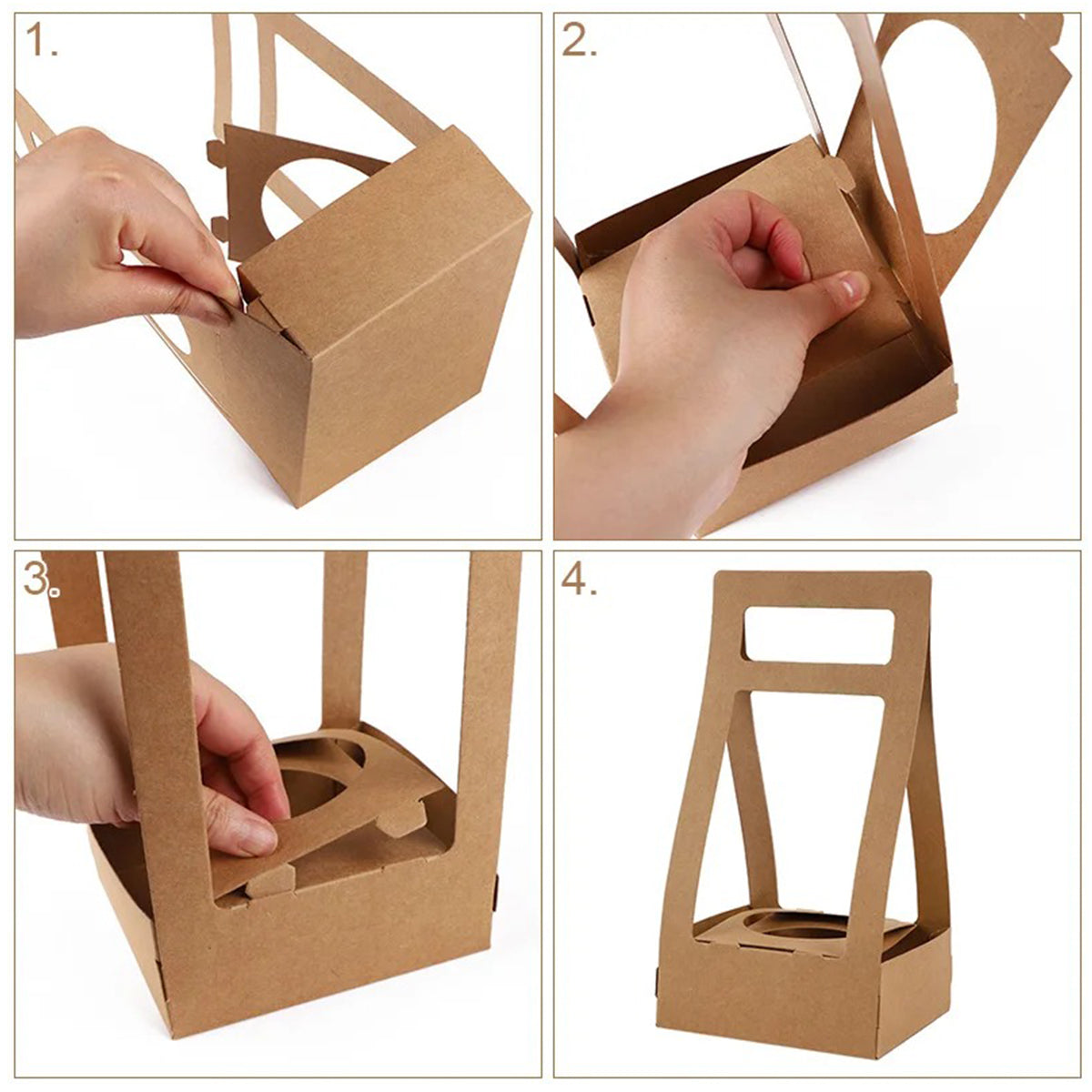 30PCS Kraft Paper Flower Gift Boxes with Handle for Wedding Favors