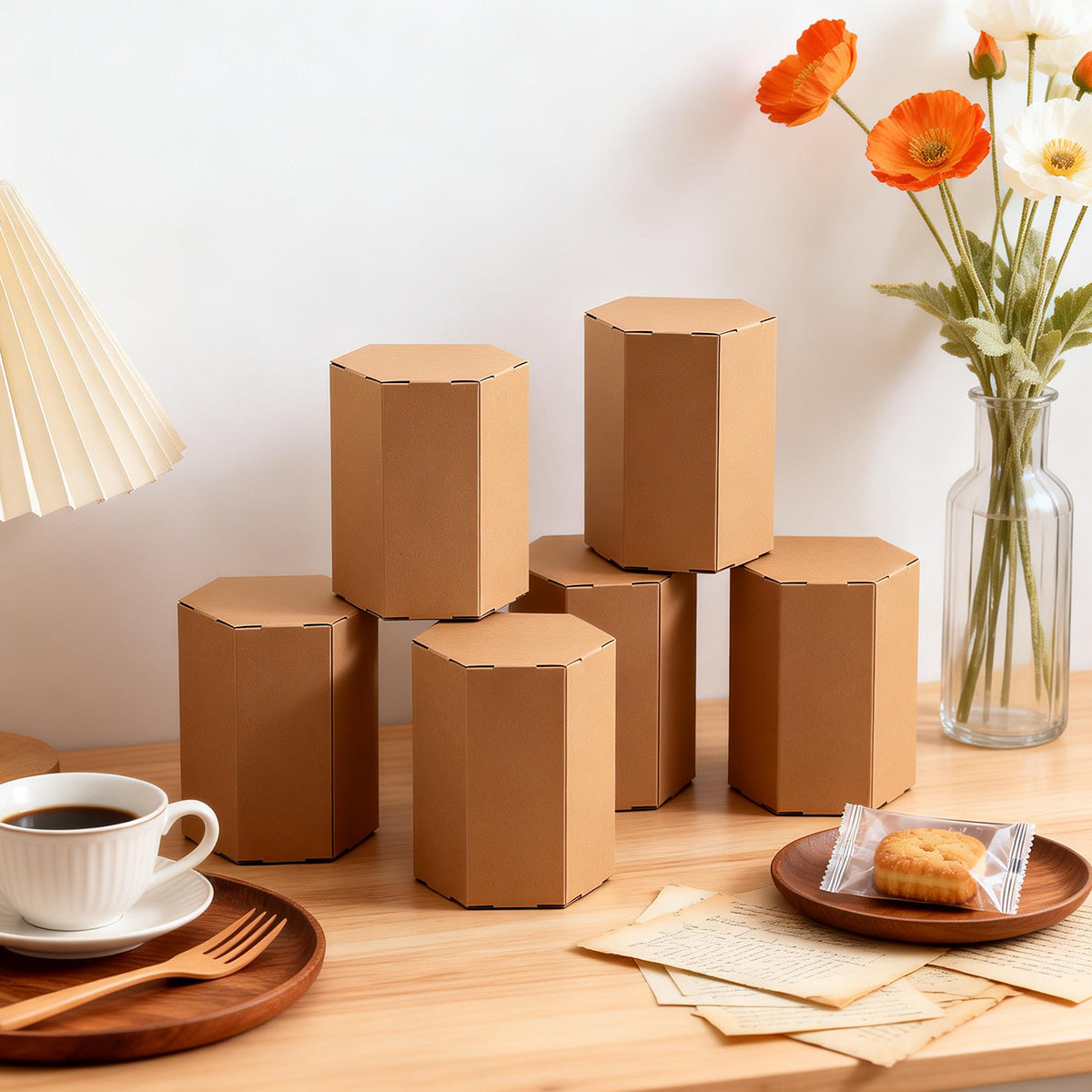 20PCS Hexagonal Kraft Paper Gift Boxes for Party Wedding Candy Craft
