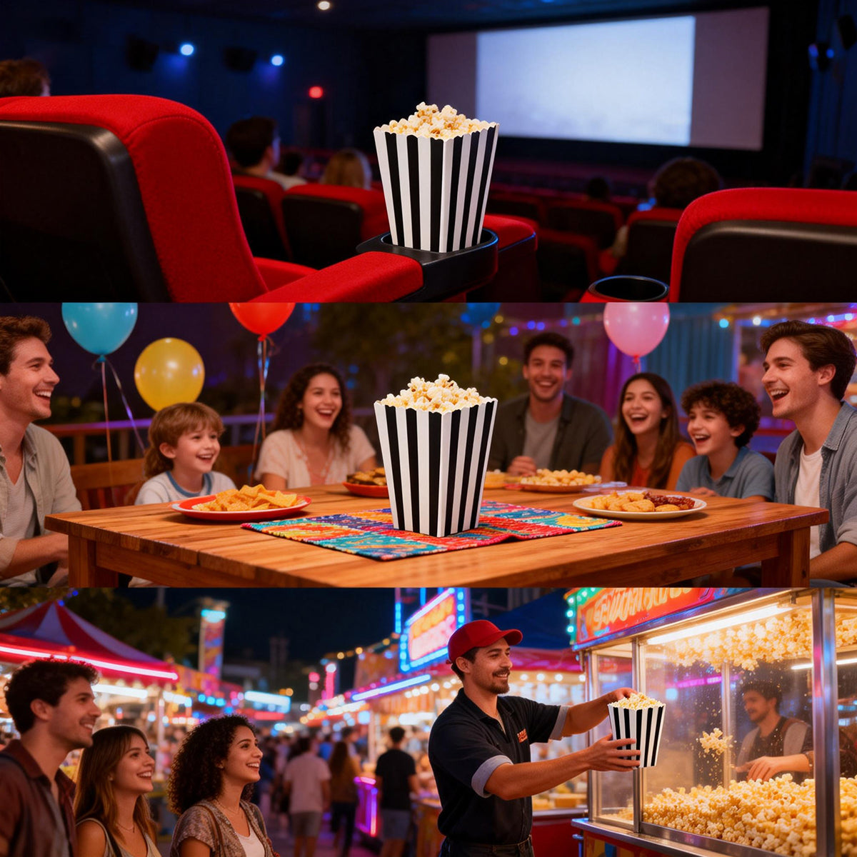 100PCS Popcorn Boxes Food Grade Disposable Snack Packaging