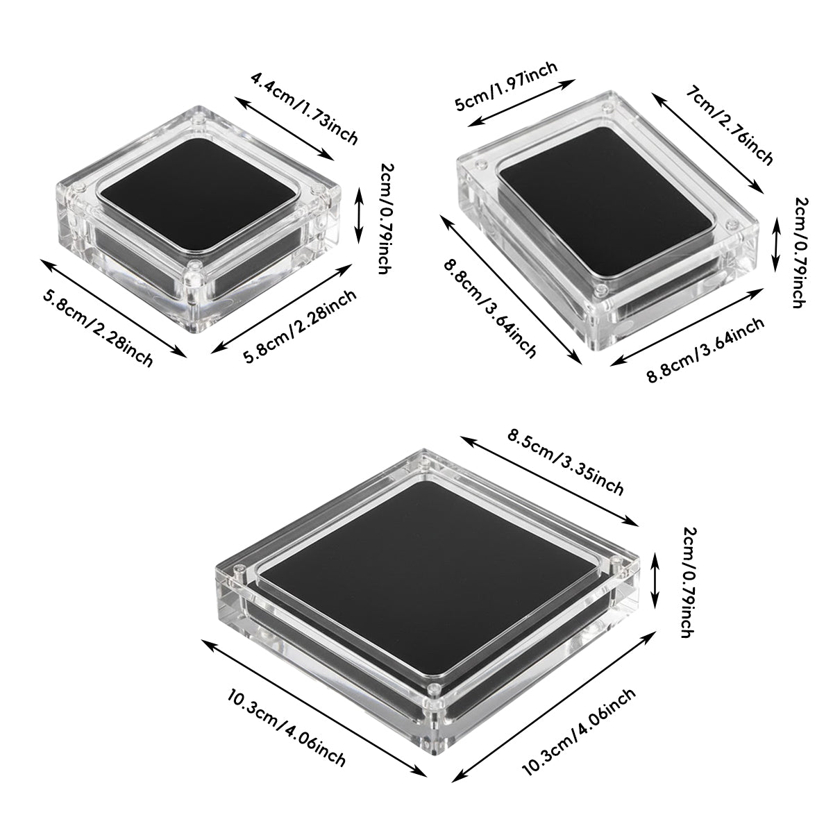 5PCS Acrylic Transparent Jewelry Display Case with Magnetic Cushion