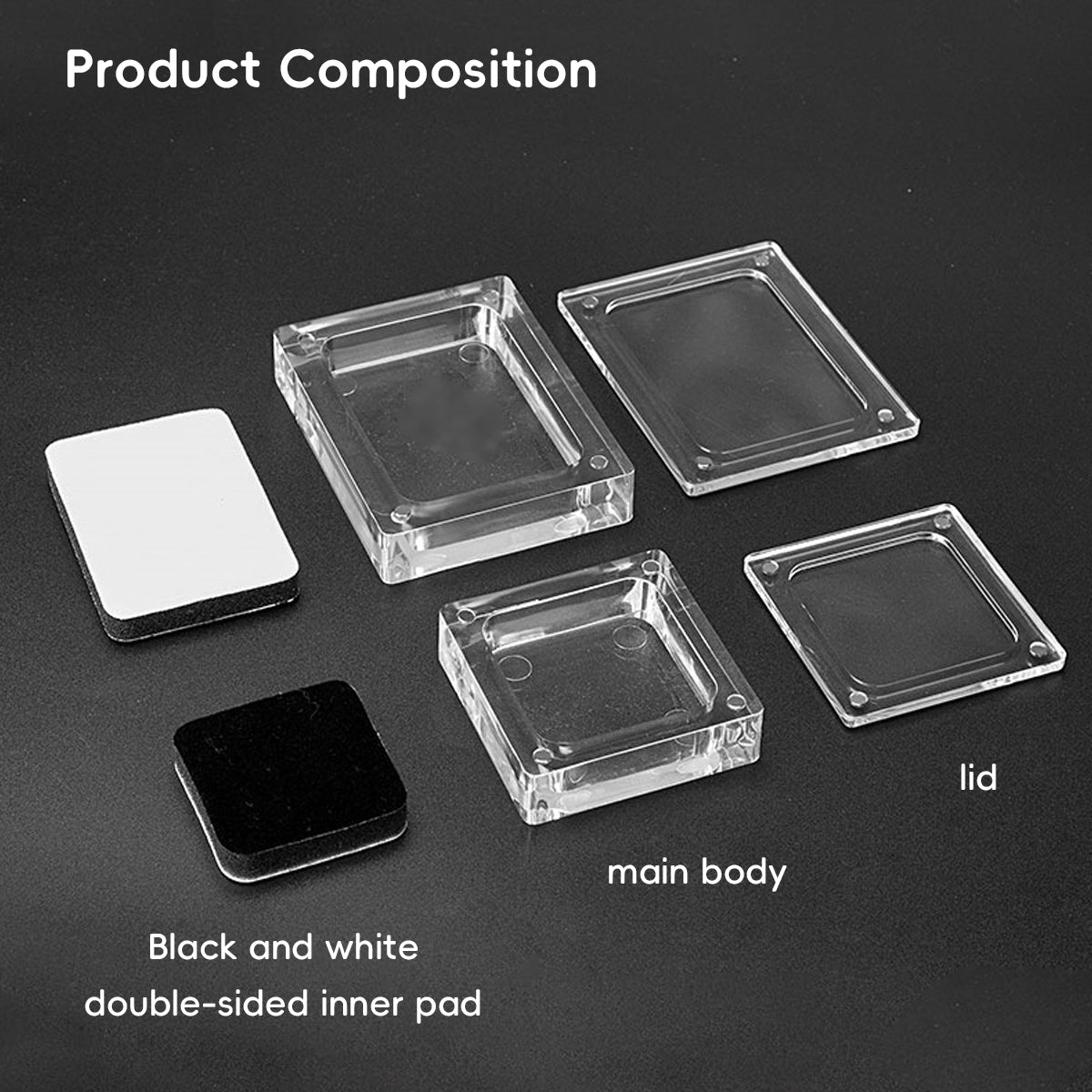 5PCS Acrylic Transparent Jewelry Display Case with Magnetic Cushion