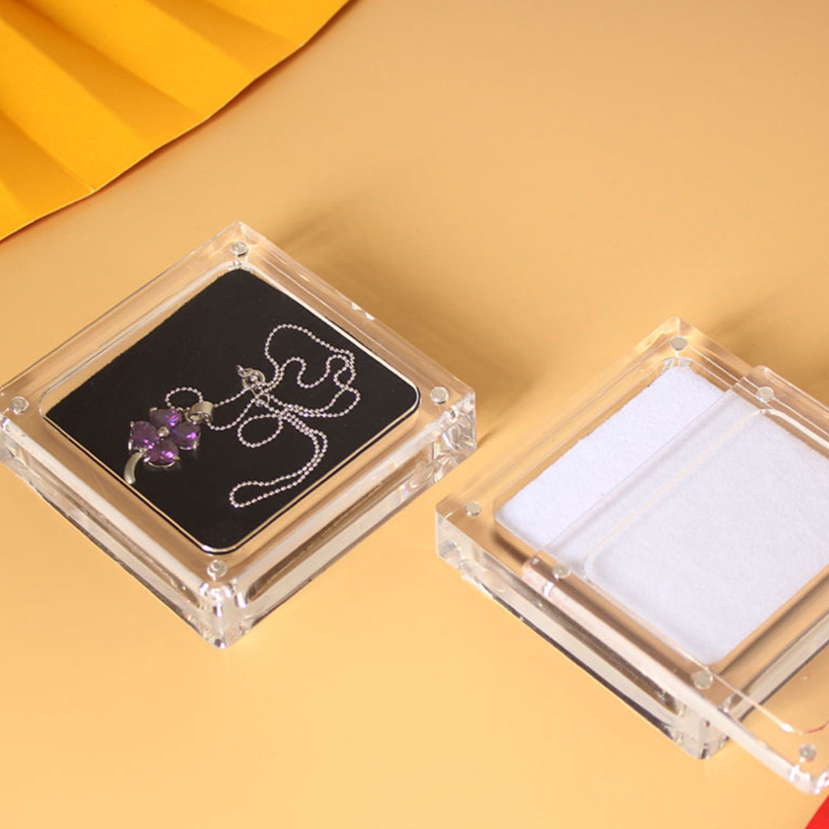 5PCS Acrylic Transparent Jewelry Display Case with Magnetic Cushion