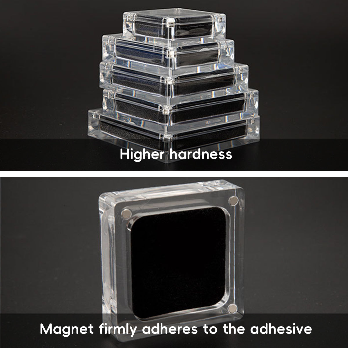 5PCS Acrylic Transparent Jewelry Display Case with Magnetic Cushion