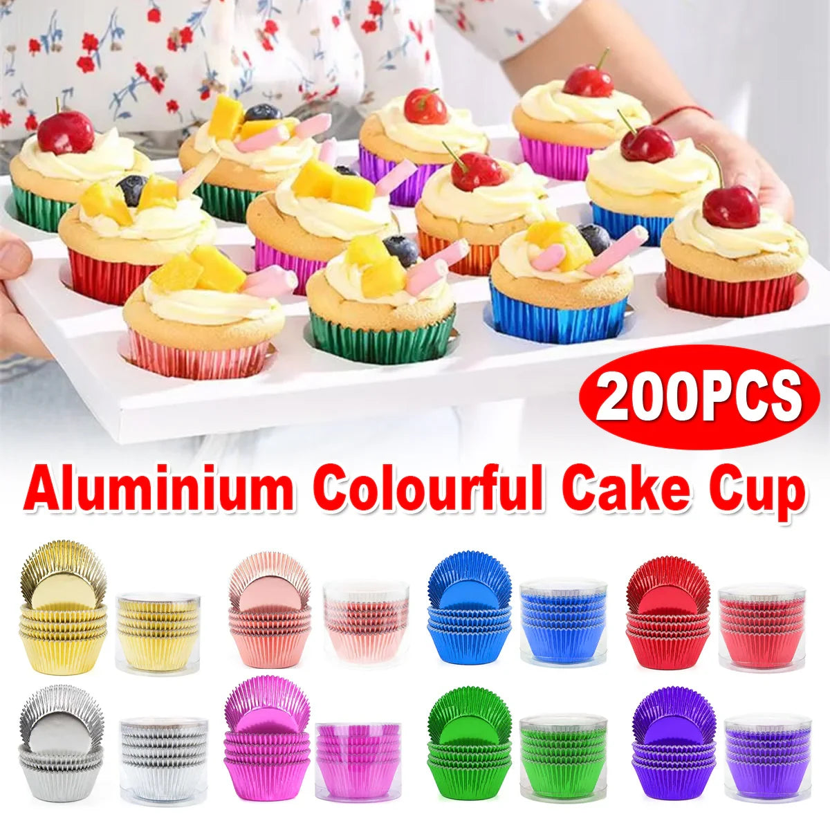 200pcs Colored Baking Paper Cupcake Muffin Liners
