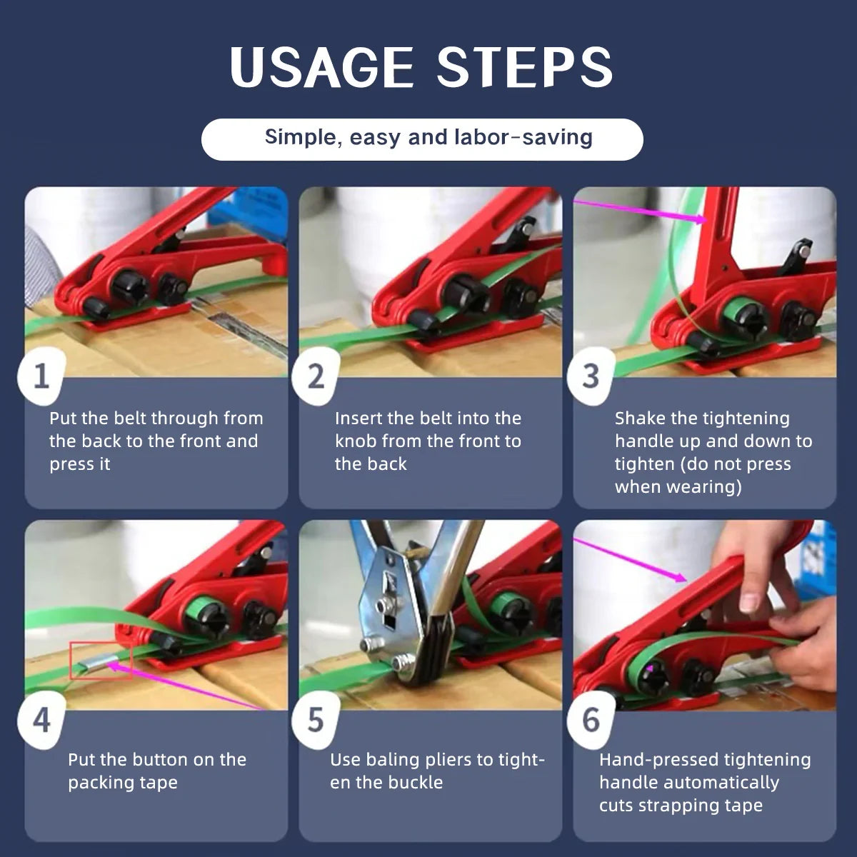 Red Manual Strapping Tool for Plastic Steel Banding