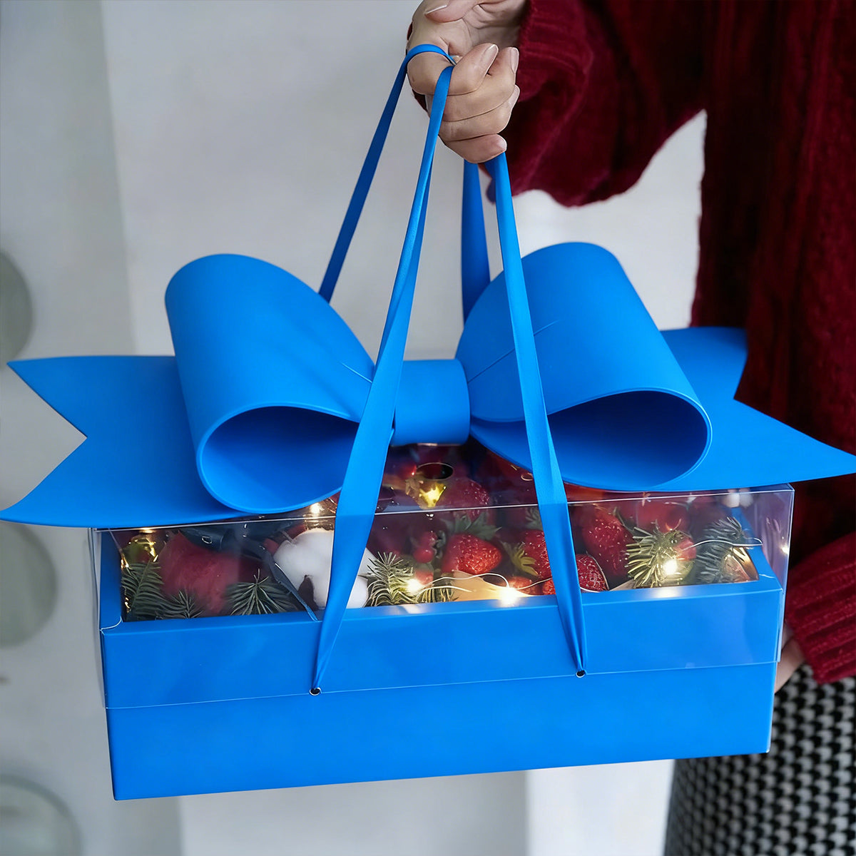 5PCS Transparent PVC Bow Gift Box with Ribbon Handles for Wedding