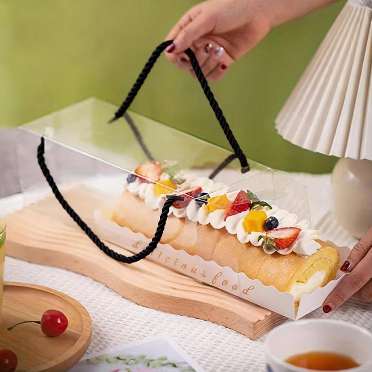 20PCS Transparent Rectangle Blister Bakery Boxes with Handle