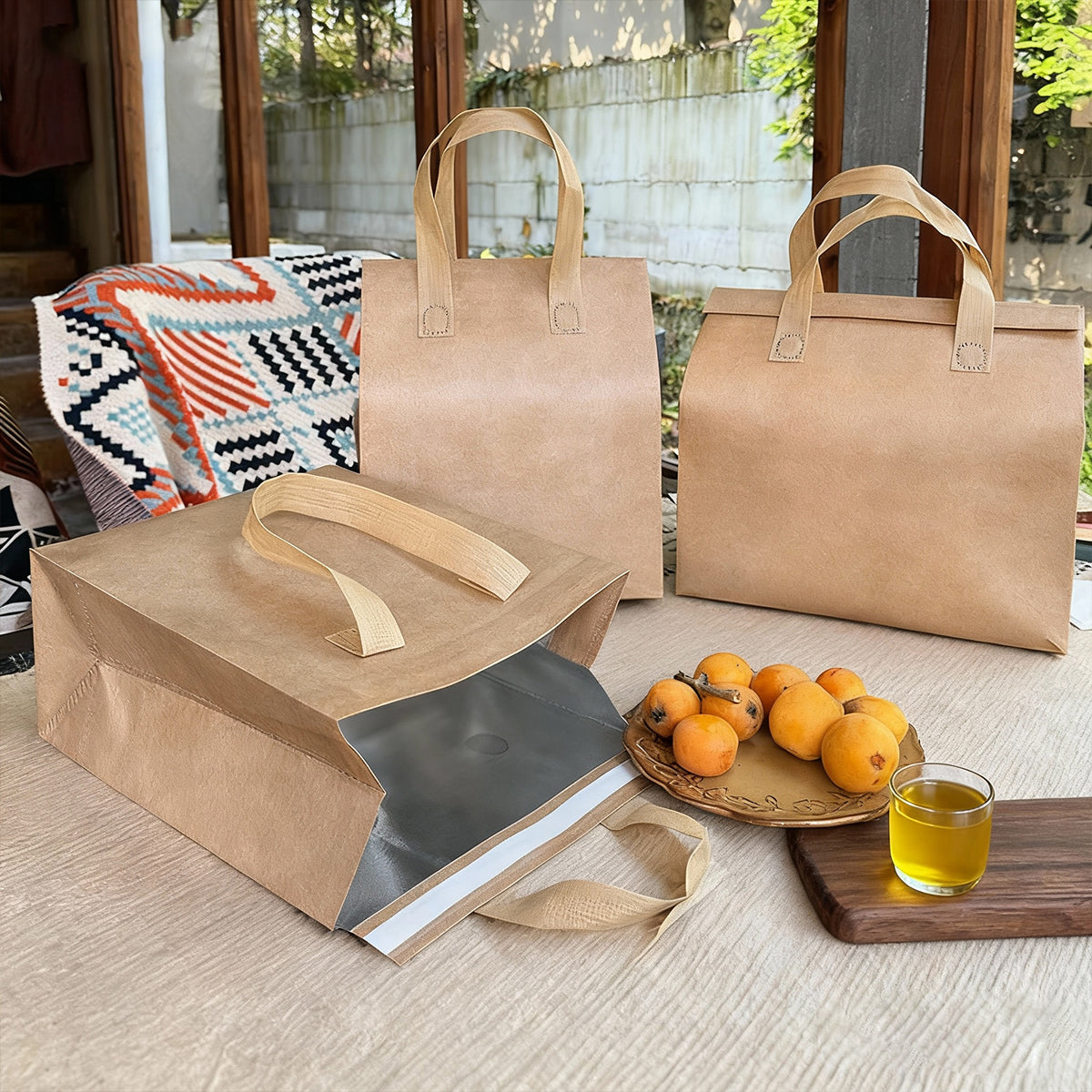 50PCS Thermal Insulated Takeaway Bags with Handles for Food Delivery