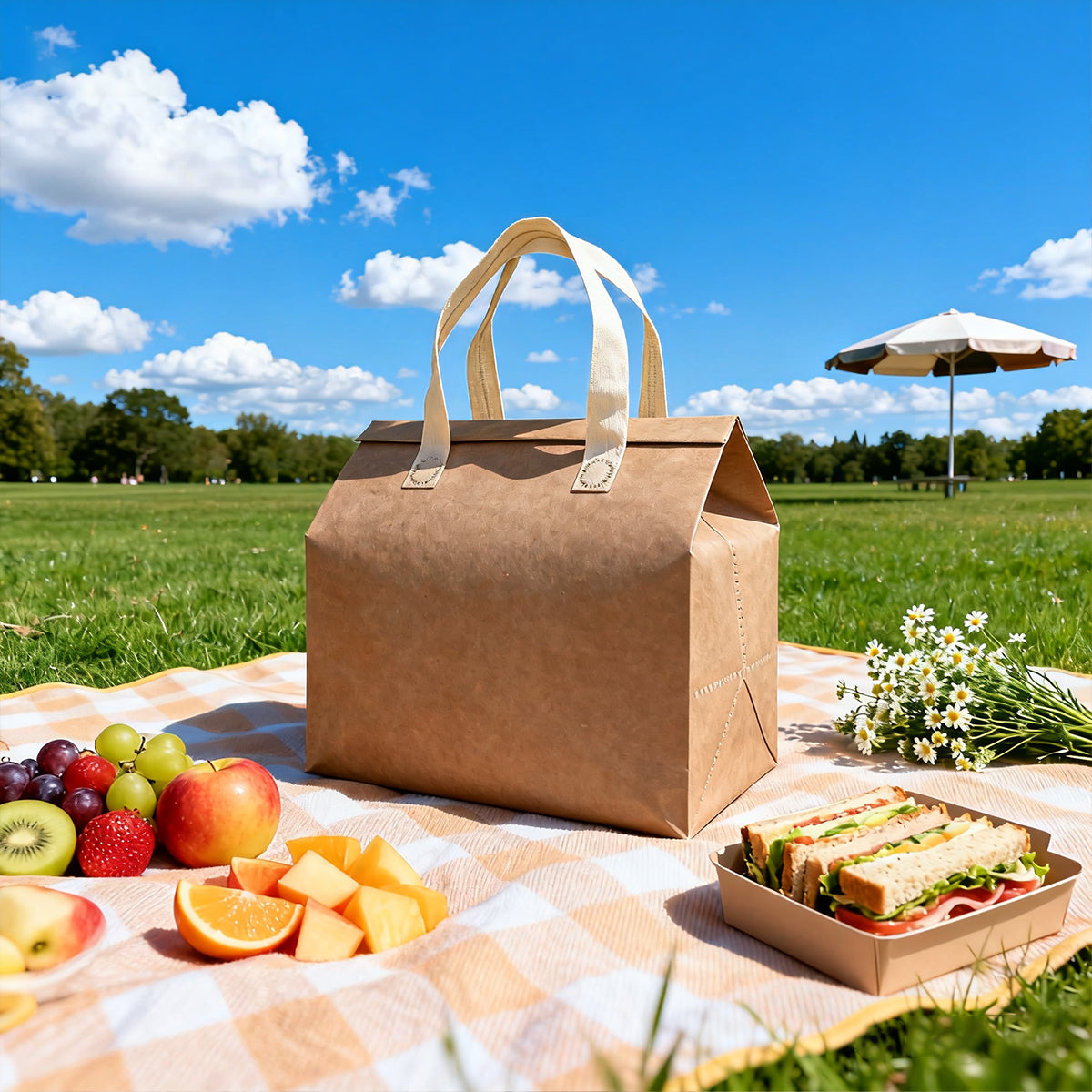 50PCS Thermal Insulated Takeaway Bags with Handles for Food Delivery