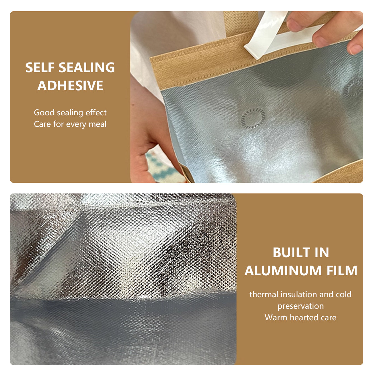 50PCS Thermal Insulated Takeaway Bags with Handles for Food Delivery