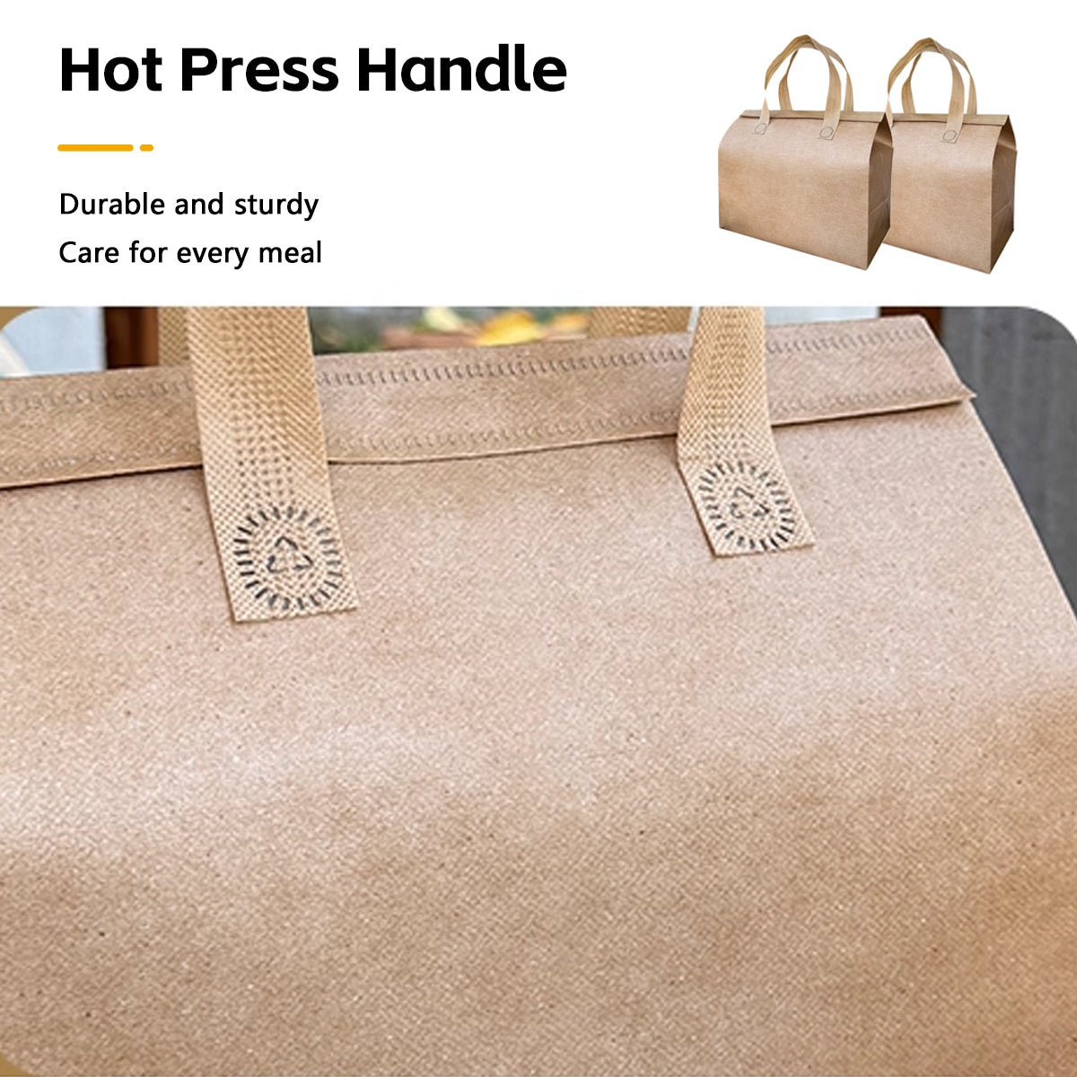 50PCS Thermal Insulated Takeaway Bags with Handles for Food Delivery