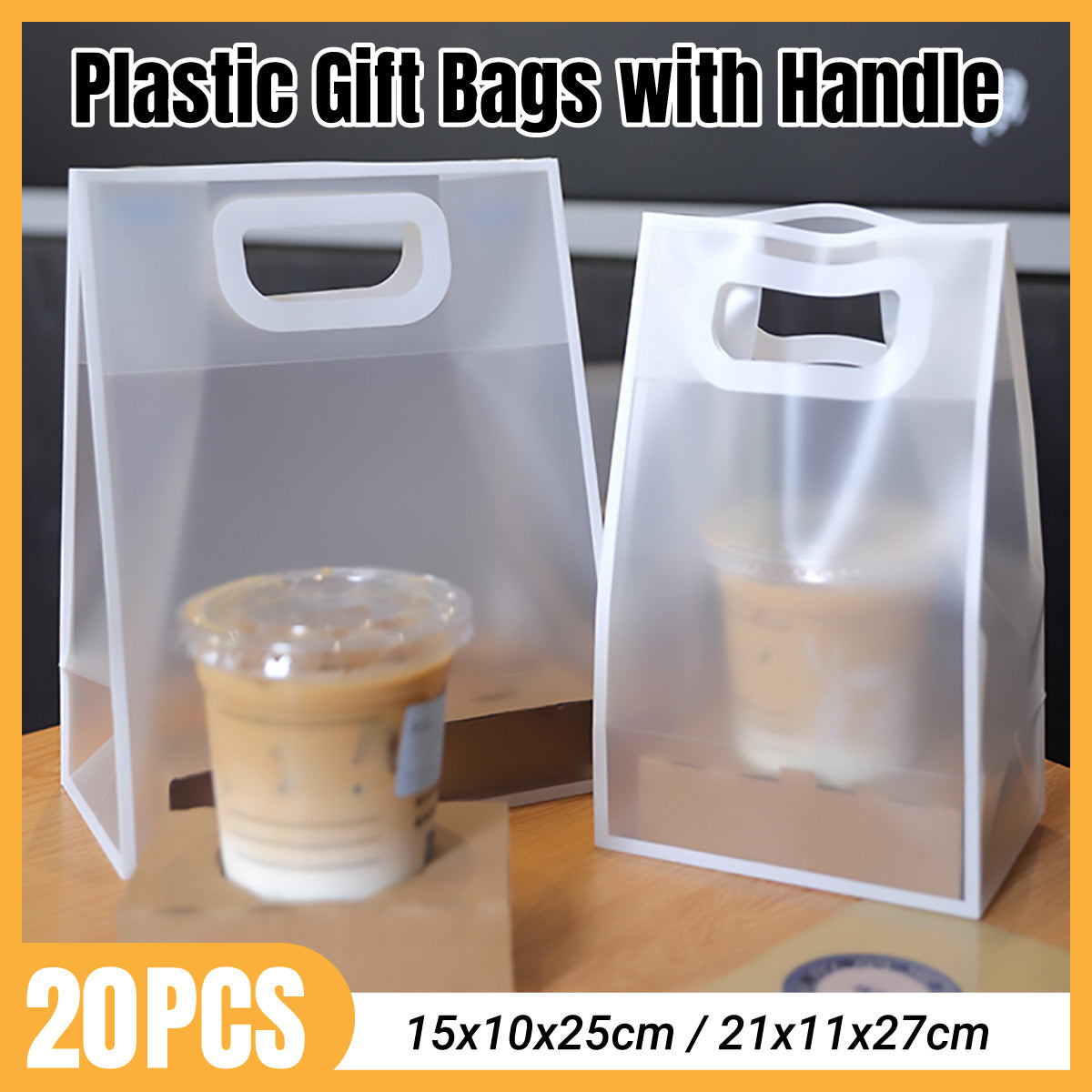 20PCS Clear PP Plastic Gift Bags with Handles for Party Favors