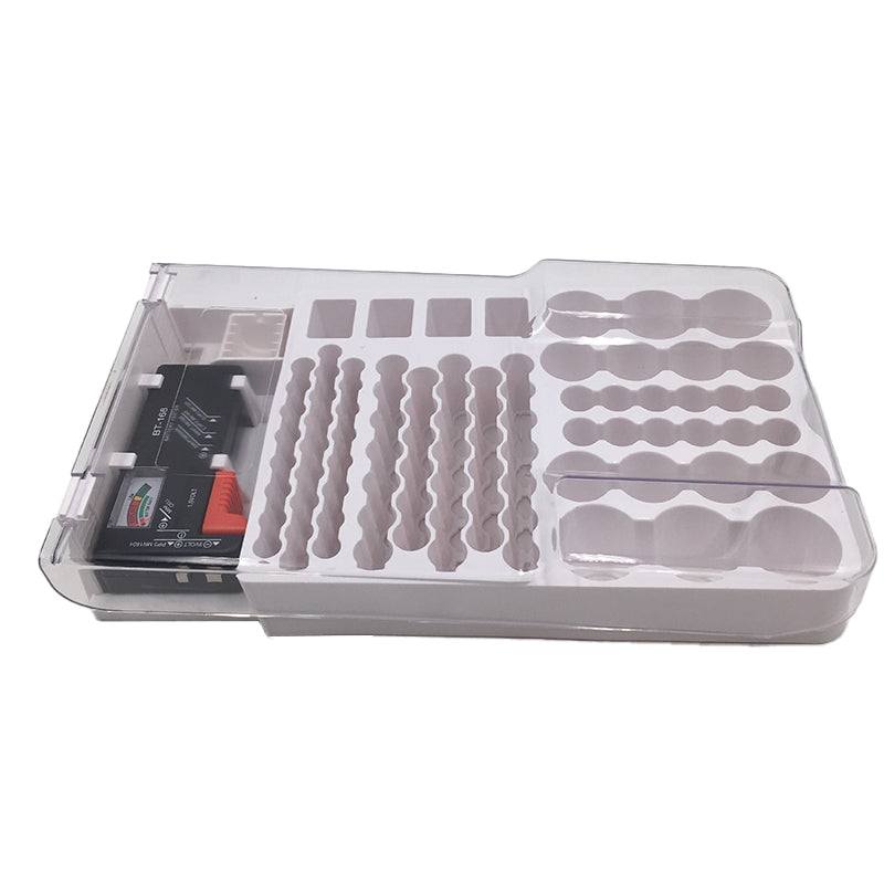 Battery Storage Box with Capacity Tester Organizer for Home Office