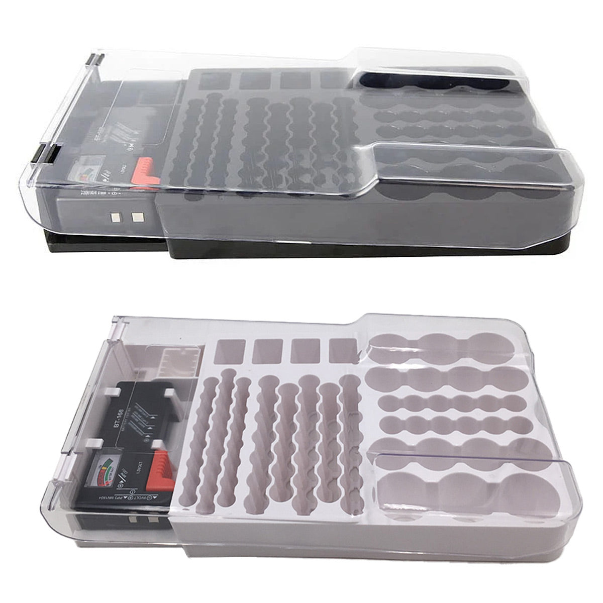 Battery Storage Box with Capacity Tester Organizer for Home Office
