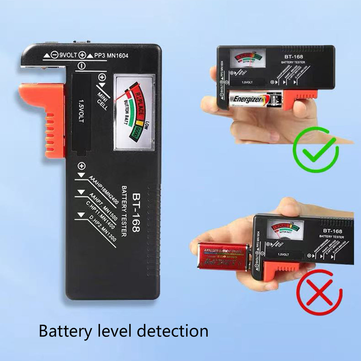 Battery Storage Box with Capacity Tester Organizer for Home Office