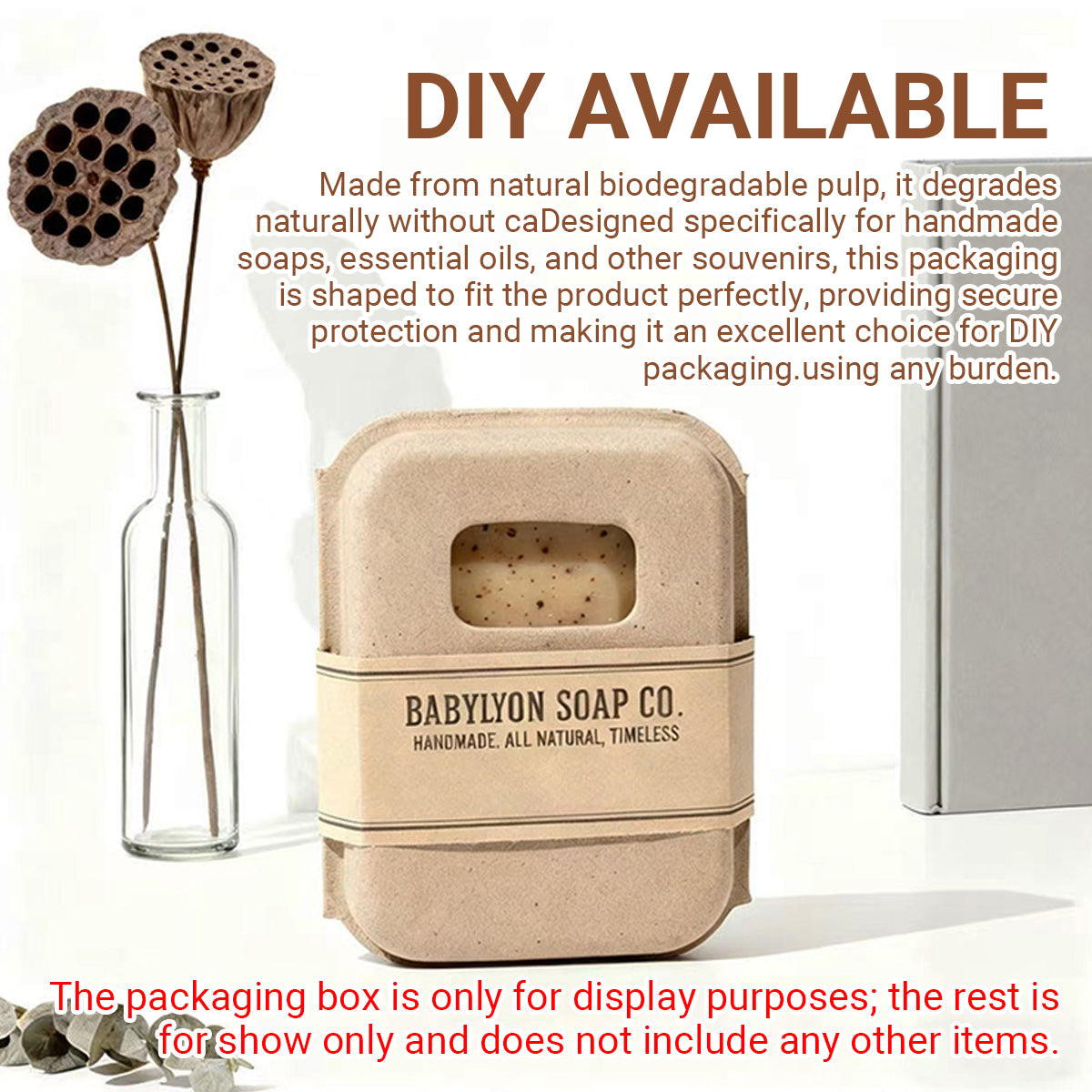 10PCS Handmade Soap Packaging Boxes Eco-Friendly Natural Pulp Window Design