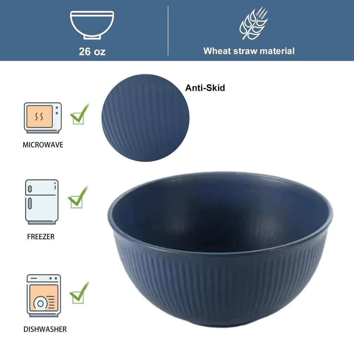 26oz Wheat Straw Soup Bowl Set 6PCS
