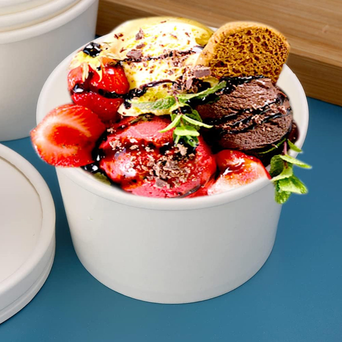 50PCS 235ml 350ml Kraft Paper Soup Noodle Bowls Takeaway