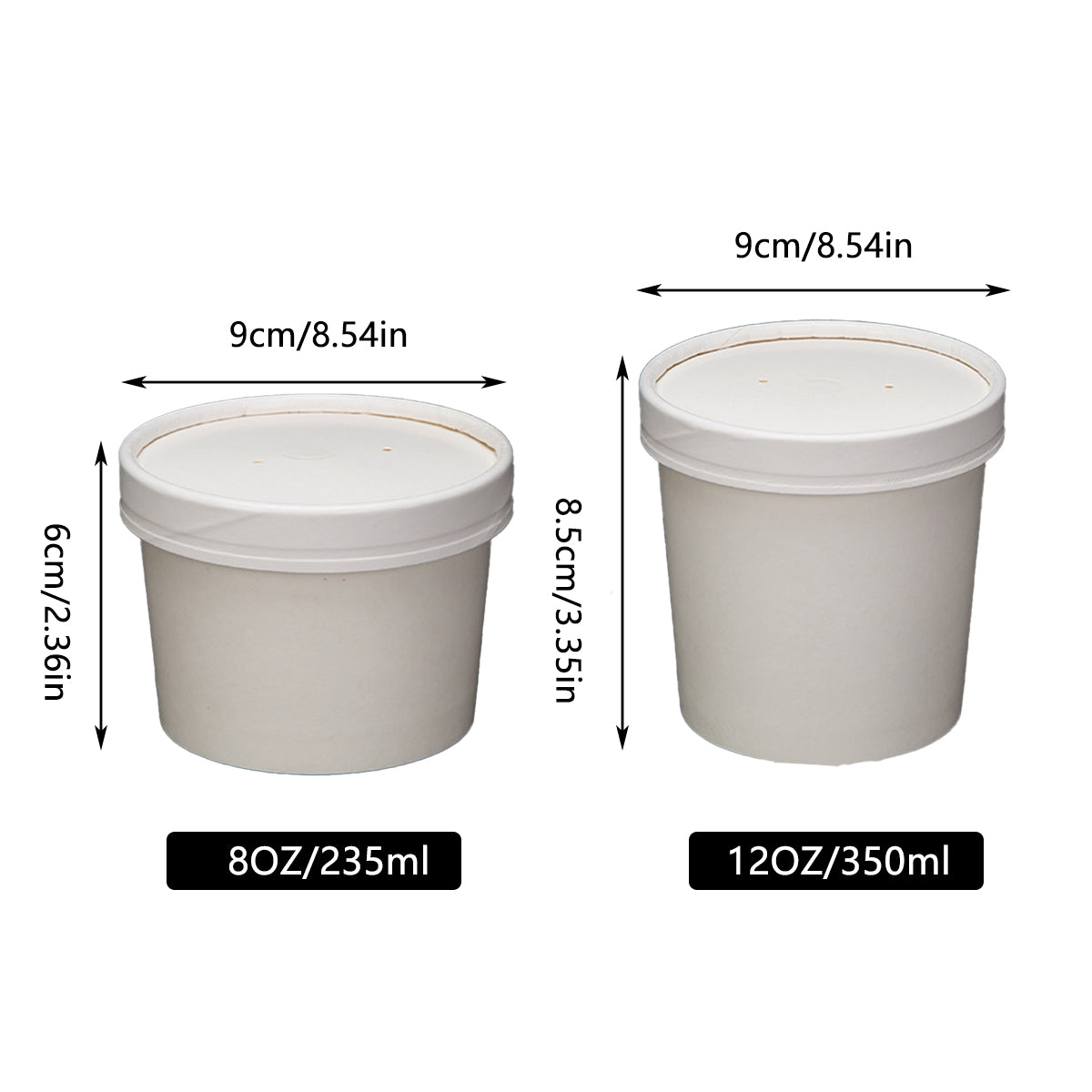 50PCS 235ml 350ml Kraft Paper Soup Noodle Bowls Takeaway