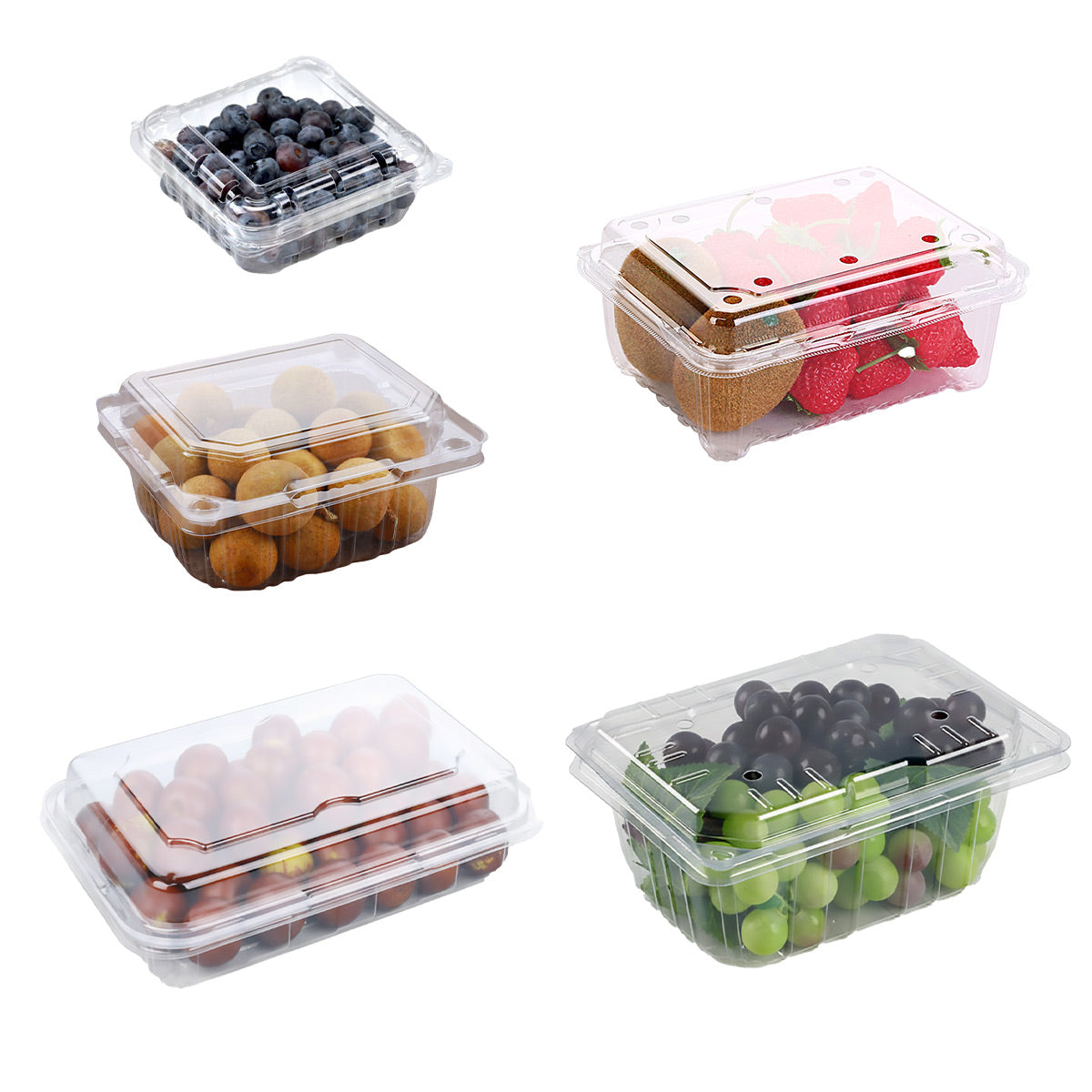 Transparent Plastic Fruit Boxes 100PCS