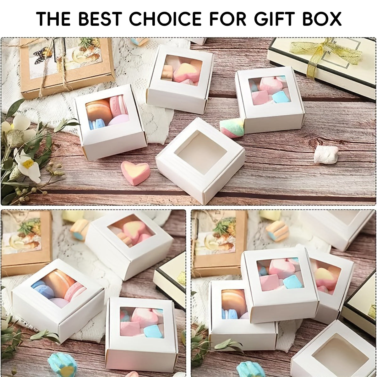 40PCS Kraft Gift Boxes with Clear Window Small Jewelry Party Favor Boxes
