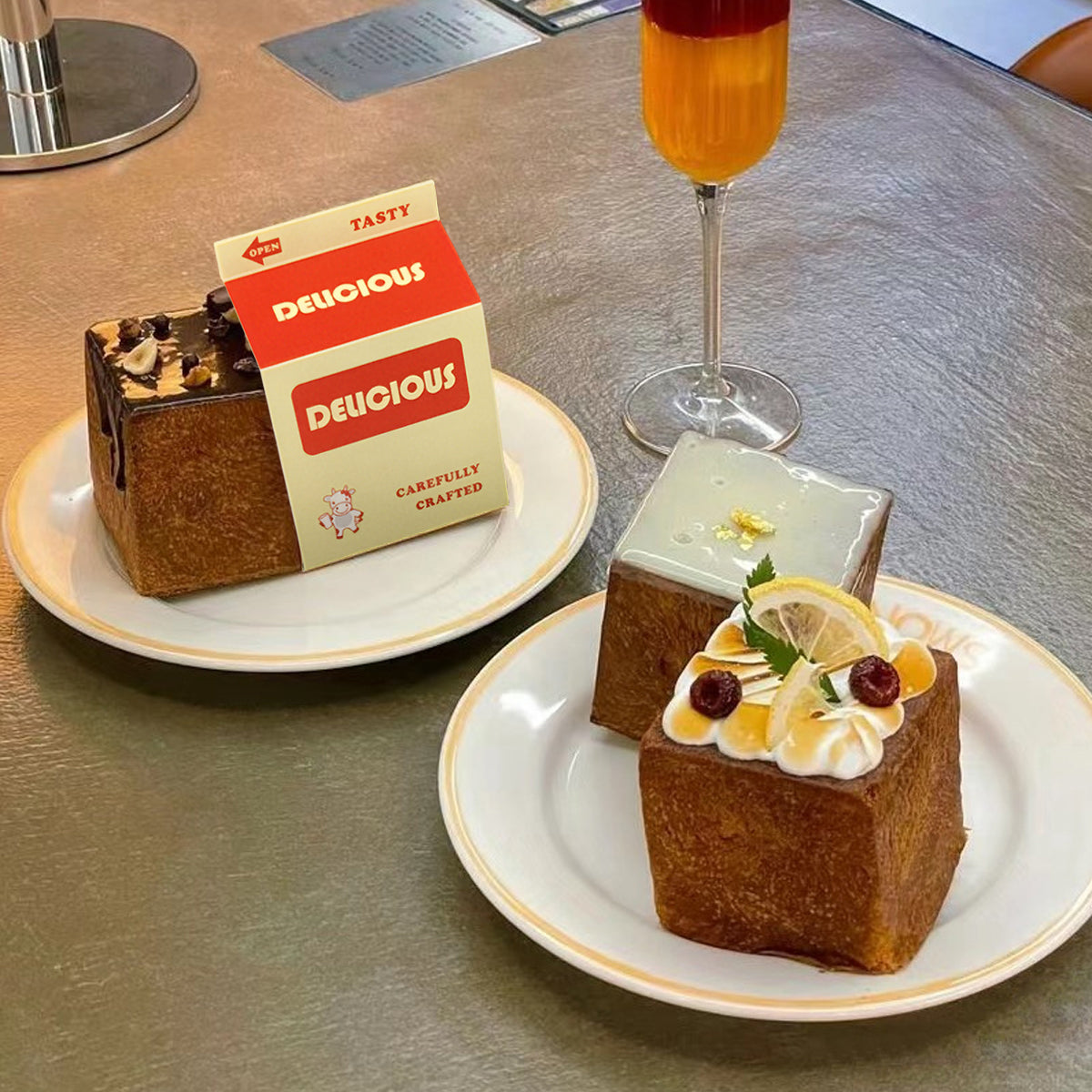 50 PCS Milk Carton Shaped Pastry Box for Bread Croissant Soufflé Cake Food Safe