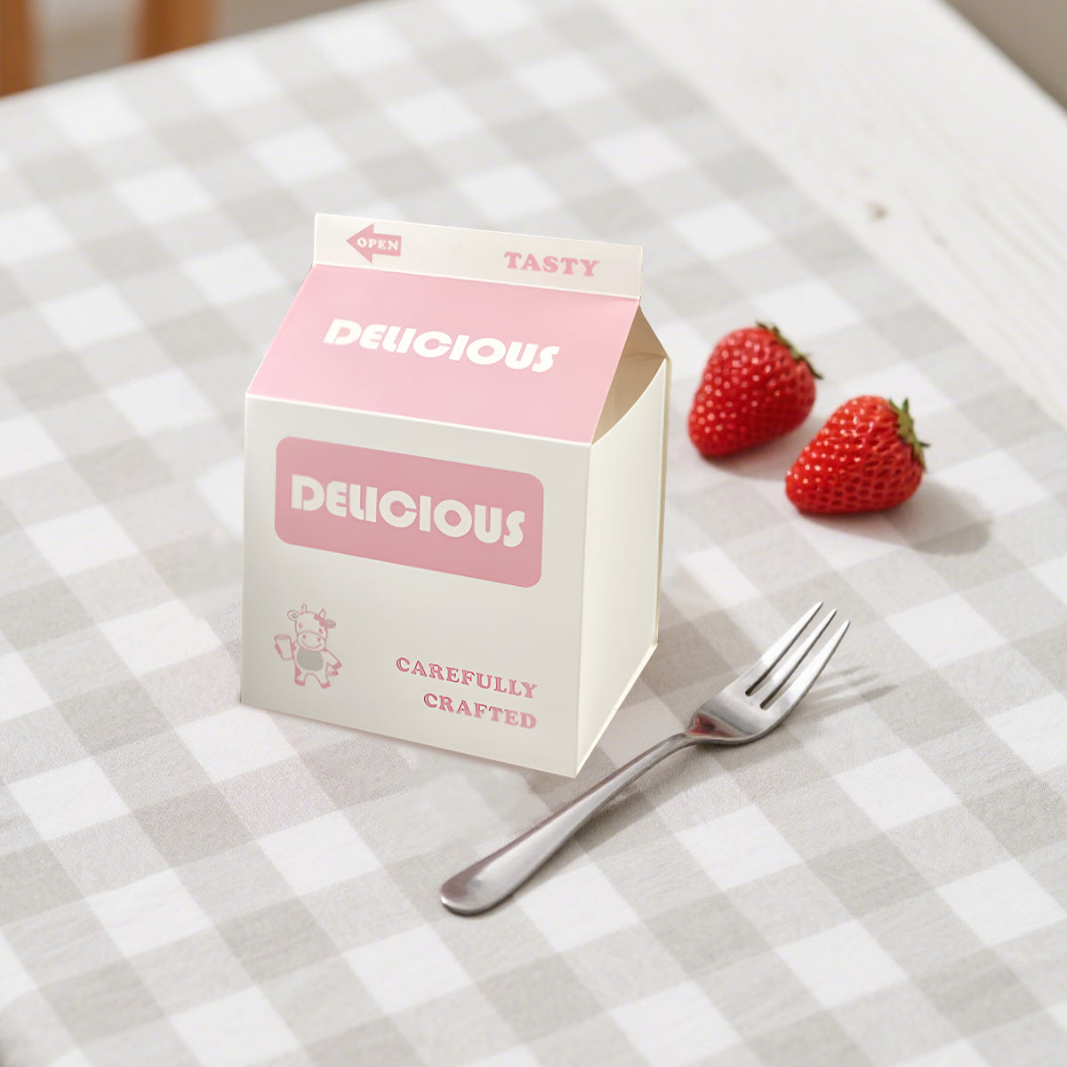 50 PCS Milk Carton Shaped Pastry Box for Bread Croissant Soufflé Cake Food Safe