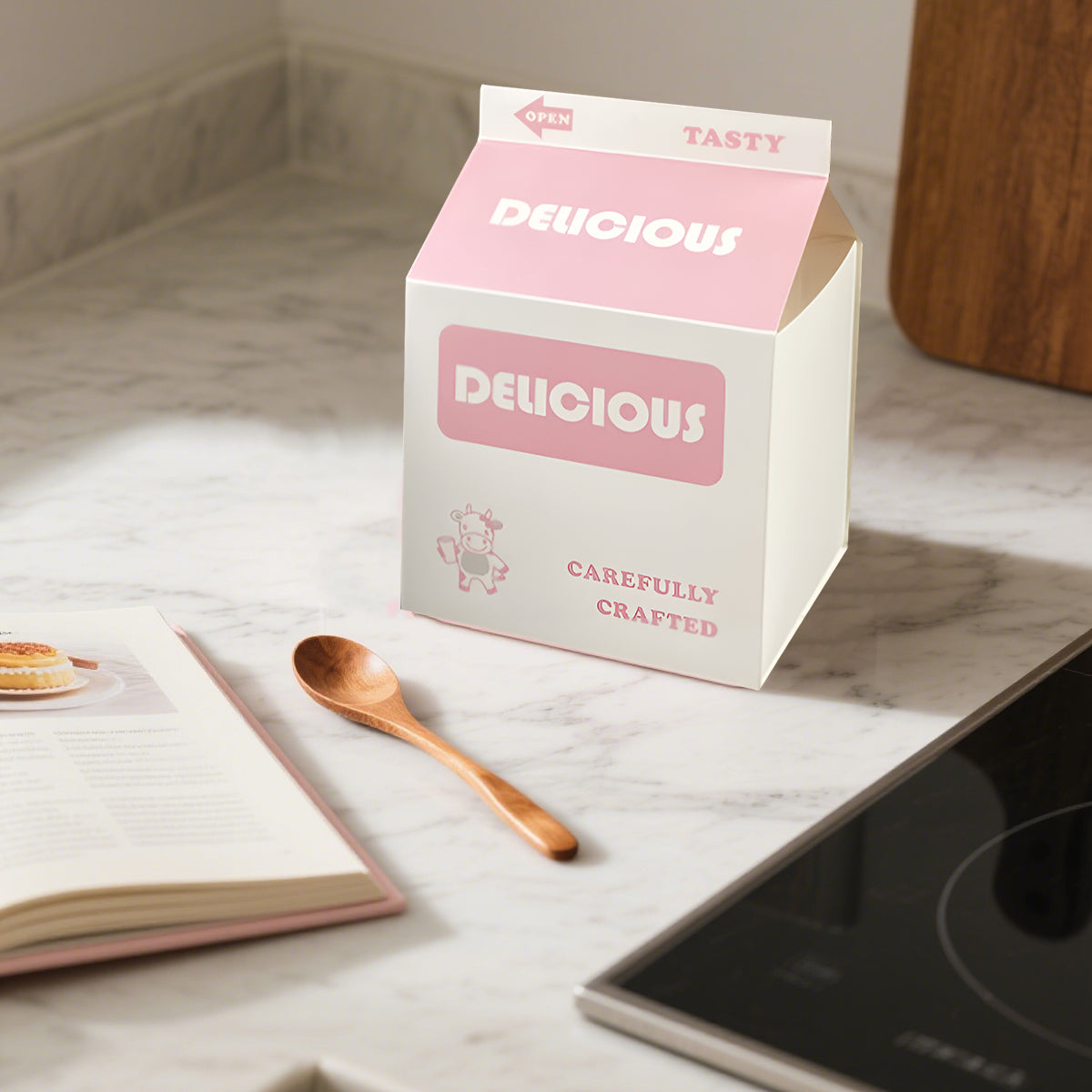 50 PCS Milk Carton Shaped Pastry Box for Bread Croissant Soufflé Cake Food Safe