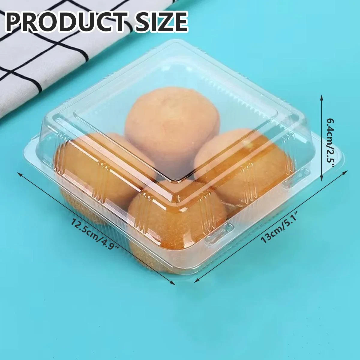 Cake Packaging Box Transparent PET Plastic 13cm 100 Pieces with Snap Lid