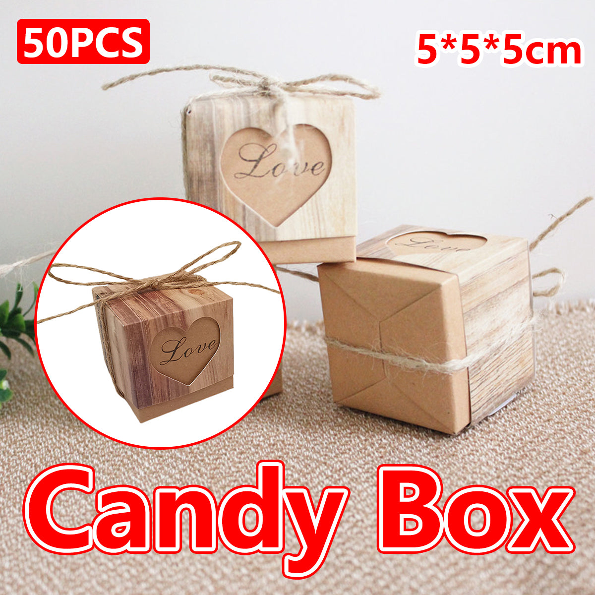 Kraft Paper Love Candy Box Wedding Gift Packaging 50PCS