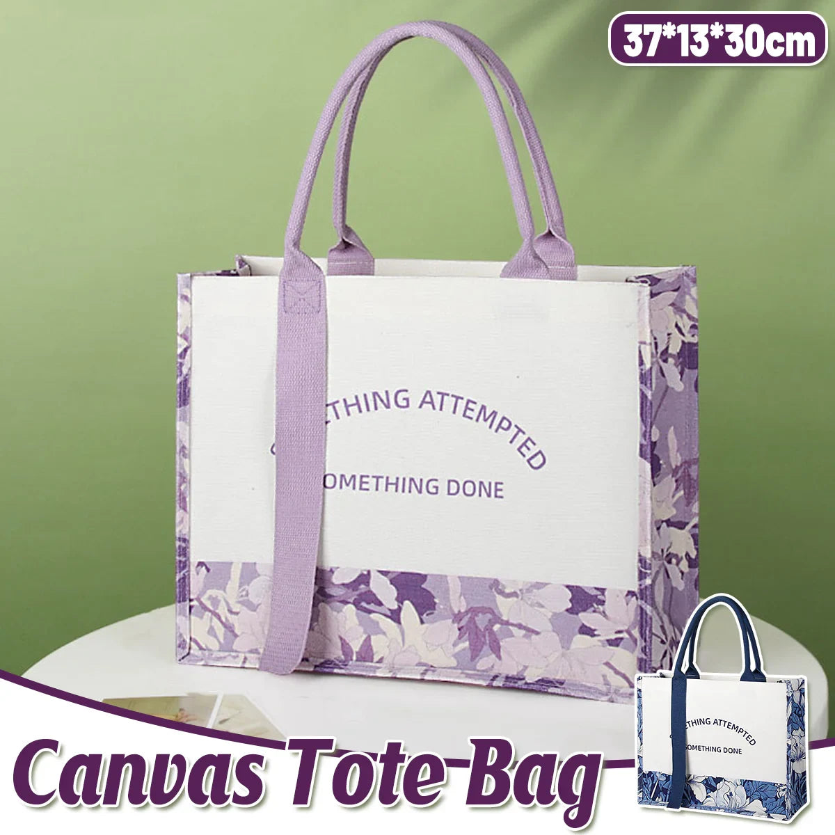 Canvas Tote Bag Shopping Bag Eco-Friendly Large Capacity Handbag Organizer