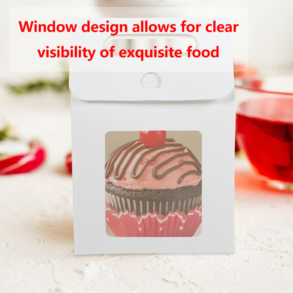 24PCS Kraft Gift Boxes with Clear Window Handle for Candy Packaging