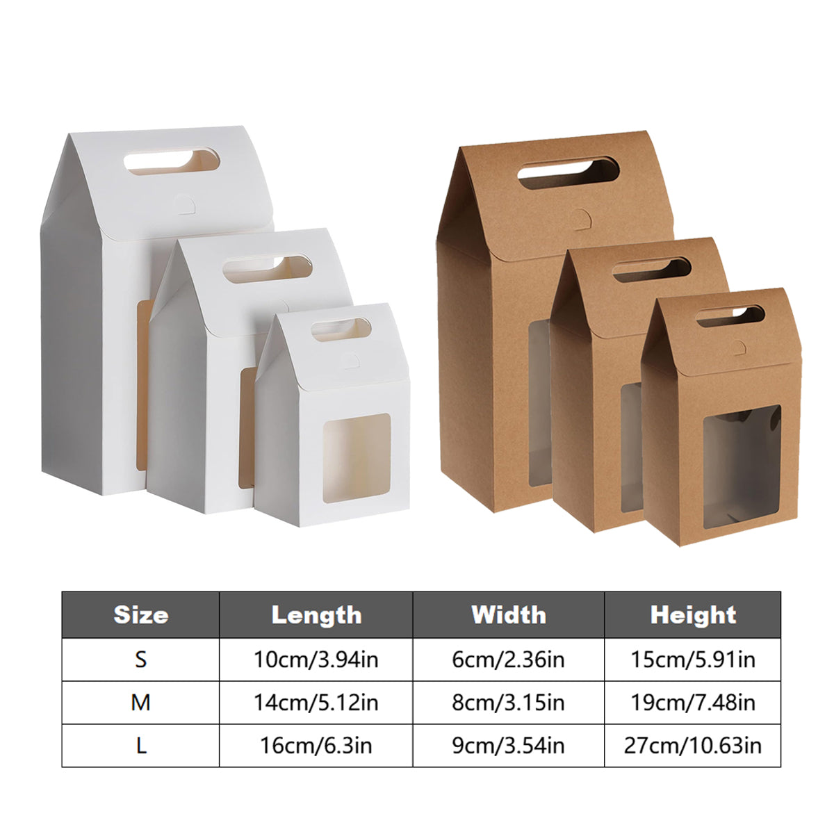 24PCS Kraft Gift Boxes with Clear Window Handle for Candy Packaging