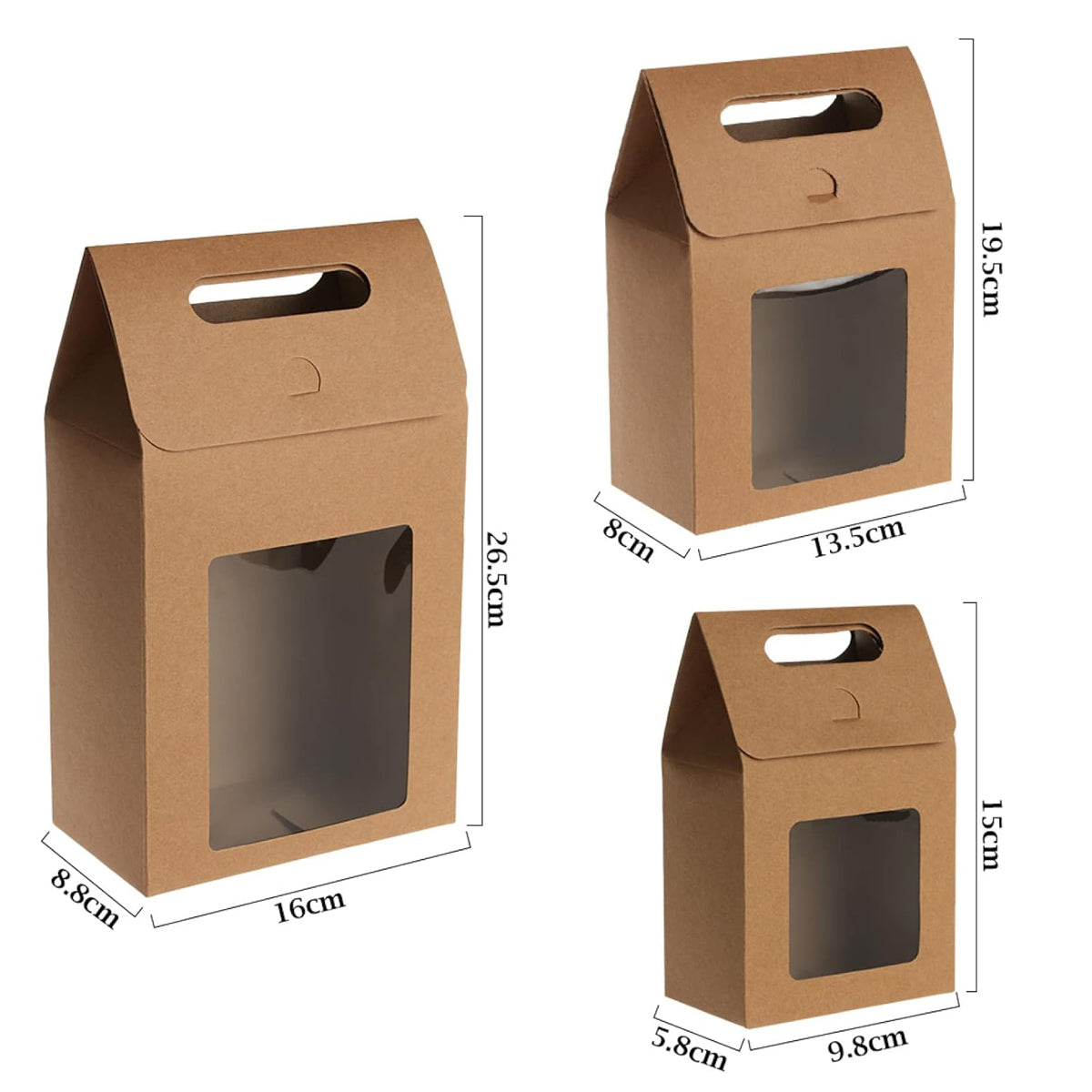 24PCS Kraft Gift Boxes with Clear Window Handle for Candy Packaging