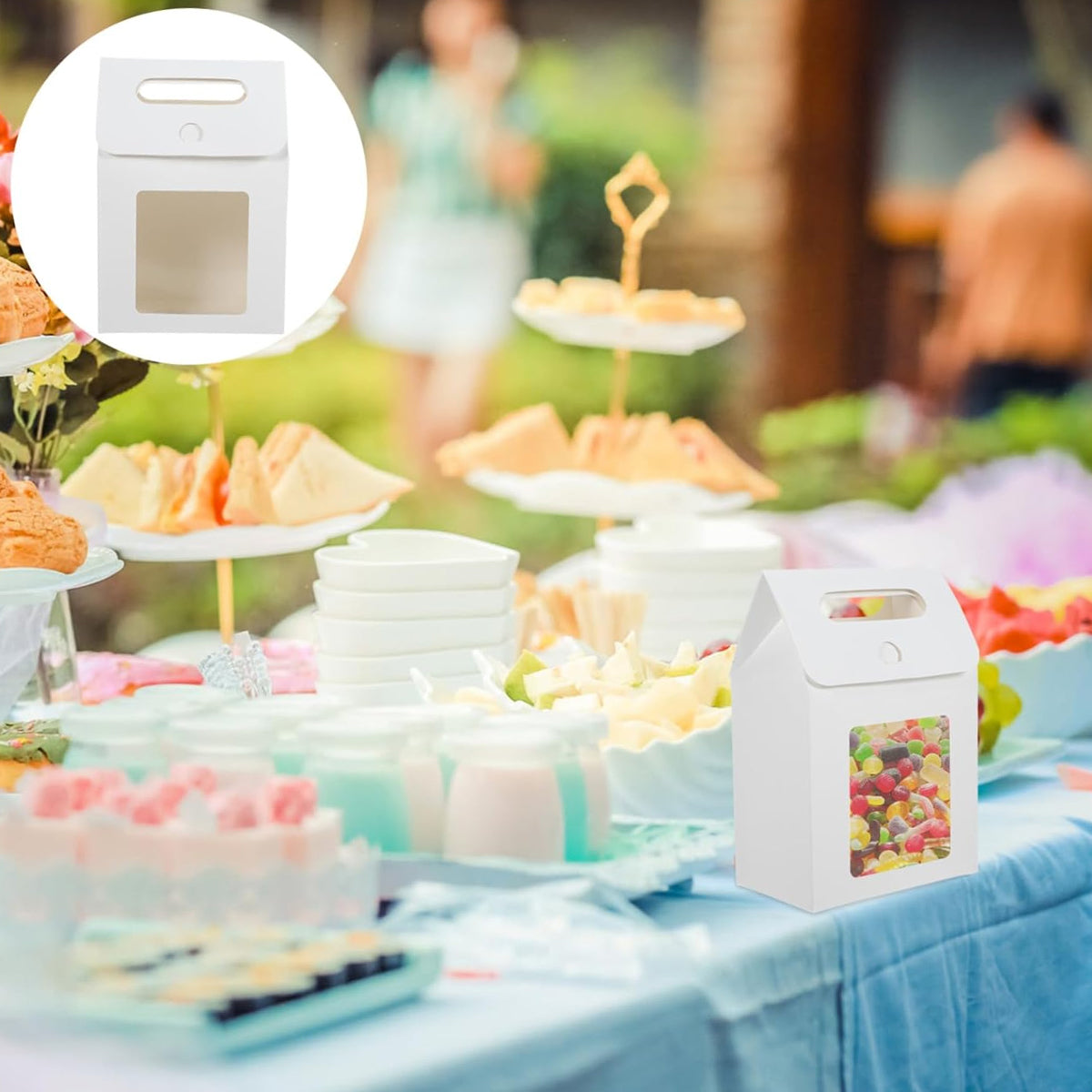 24 Pcs Handheld Kraft Paper Gift Boxes with Window for Wedding Packaging